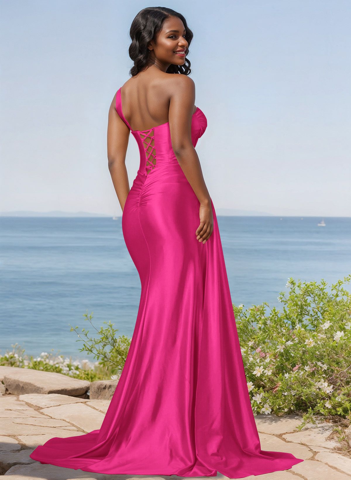Trumpet/Mermaid Silk Like Satin Bridesmaid Dresses With High Split, product image 95