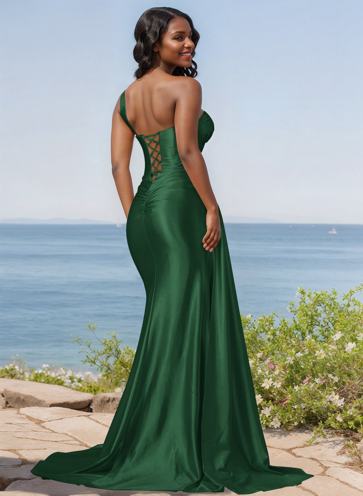 Trumpet/Mermaid Silk Like Satin Bridesmaid Dresses With High Split, product image 61