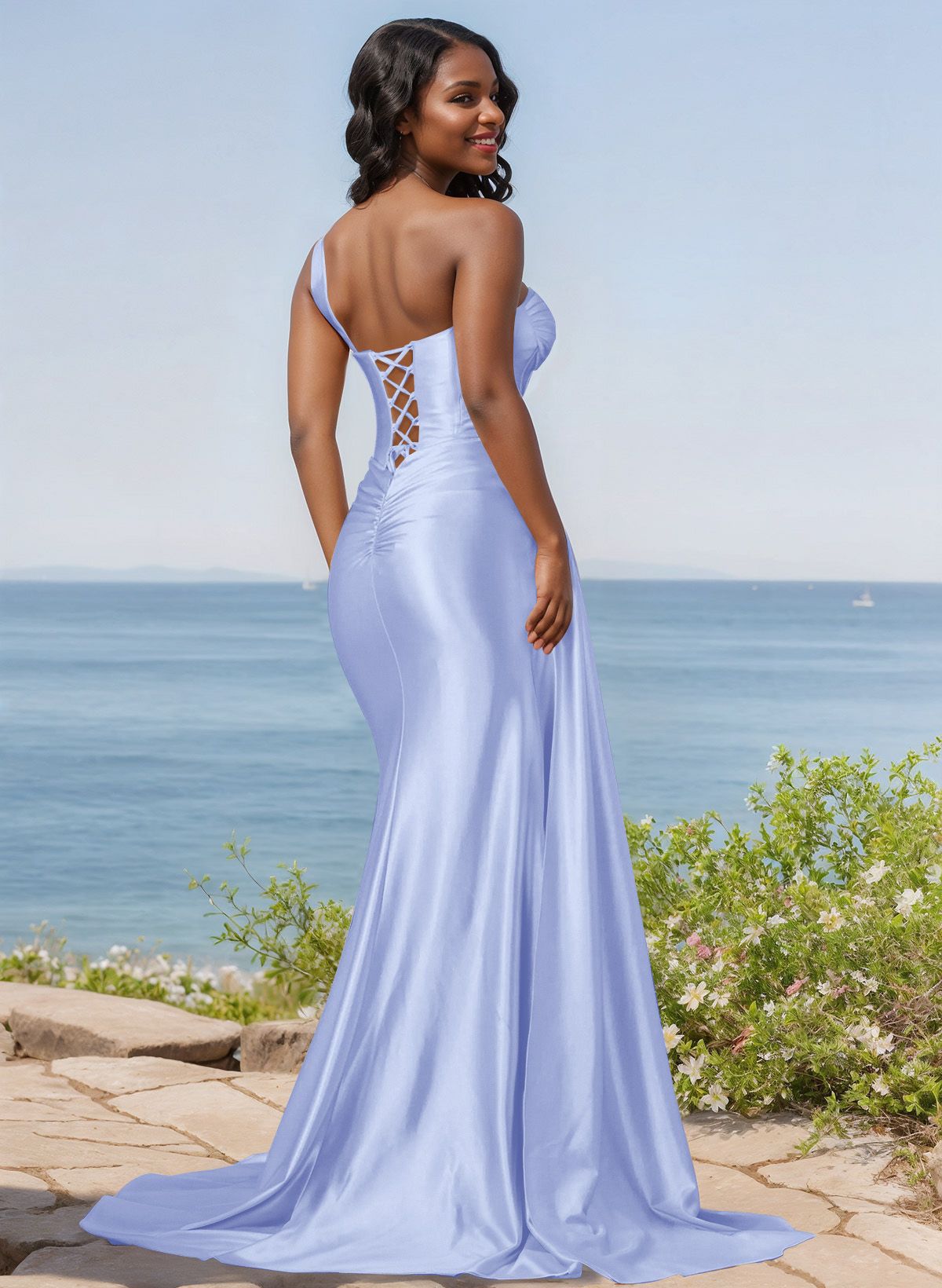Trumpet/Mermaid Silk Like Satin Bridesmaid Dresses With High Split, product image 85