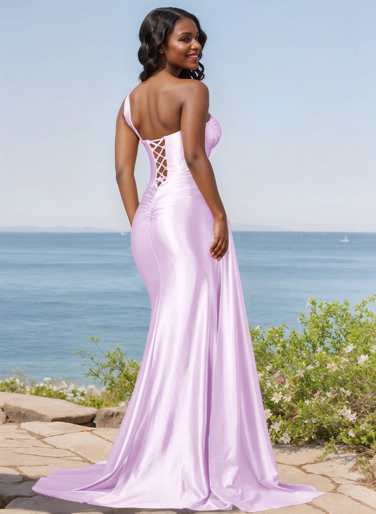 Trumpet/Mermaid Silk Like Satin Bridesmaid Dresses With High Split, product image 35