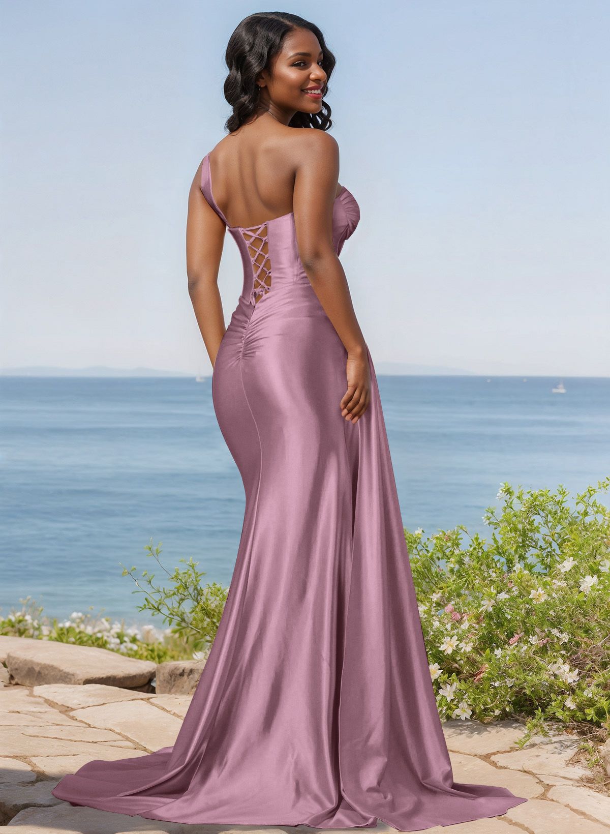 Trumpet/Mermaid Silk Like Satin Bridesmaid Dresses With High Split, product image 67