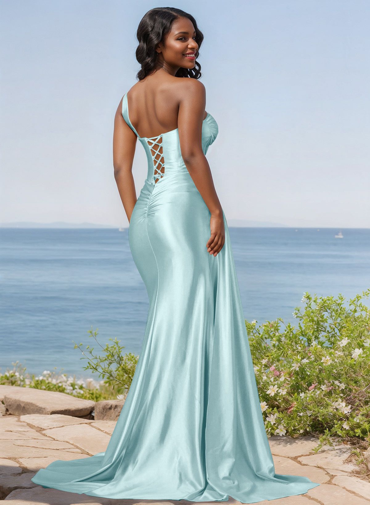 Trumpet/Mermaid Silk Like Satin Bridesmaid Dresses With High Split, product image 79