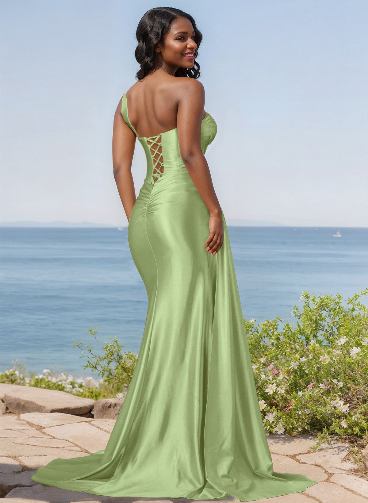 Trumpet/Mermaid Silk Like Satin Bridesmaid Dresses With High Split, product image 103