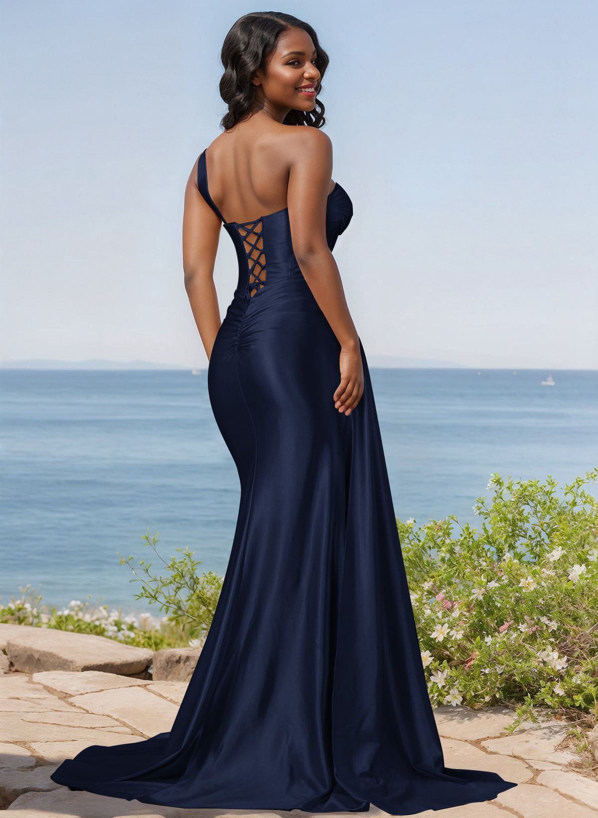 Trumpet/Mermaid Silk Like Satin Bridesmaid Dresses With High Split, product image 55