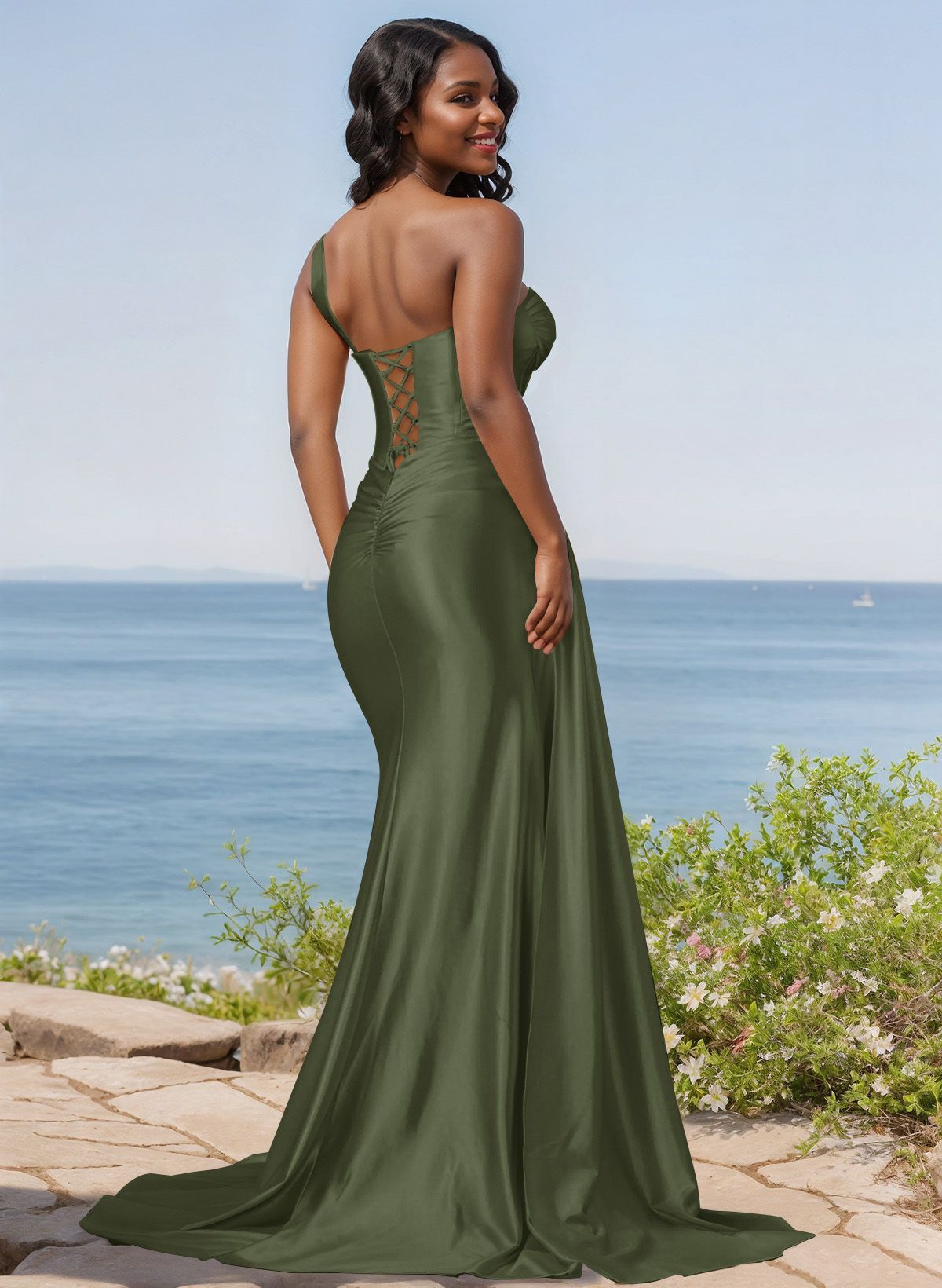 Trumpet/Mermaid Silk Like Satin Bridesmaid Dresses With High Split, product image 97