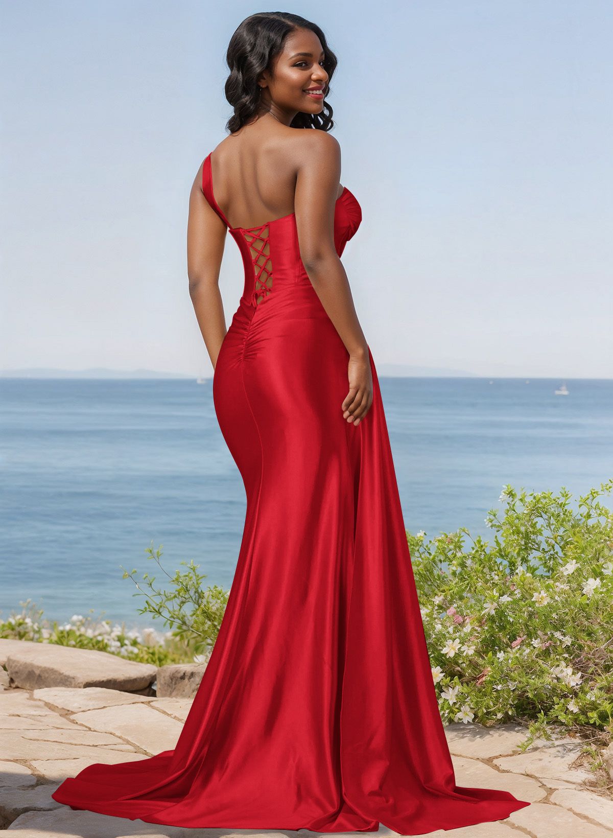 Trumpet/Mermaid Silk Like Satin Bridesmaid Dresses With High Split, product image 53