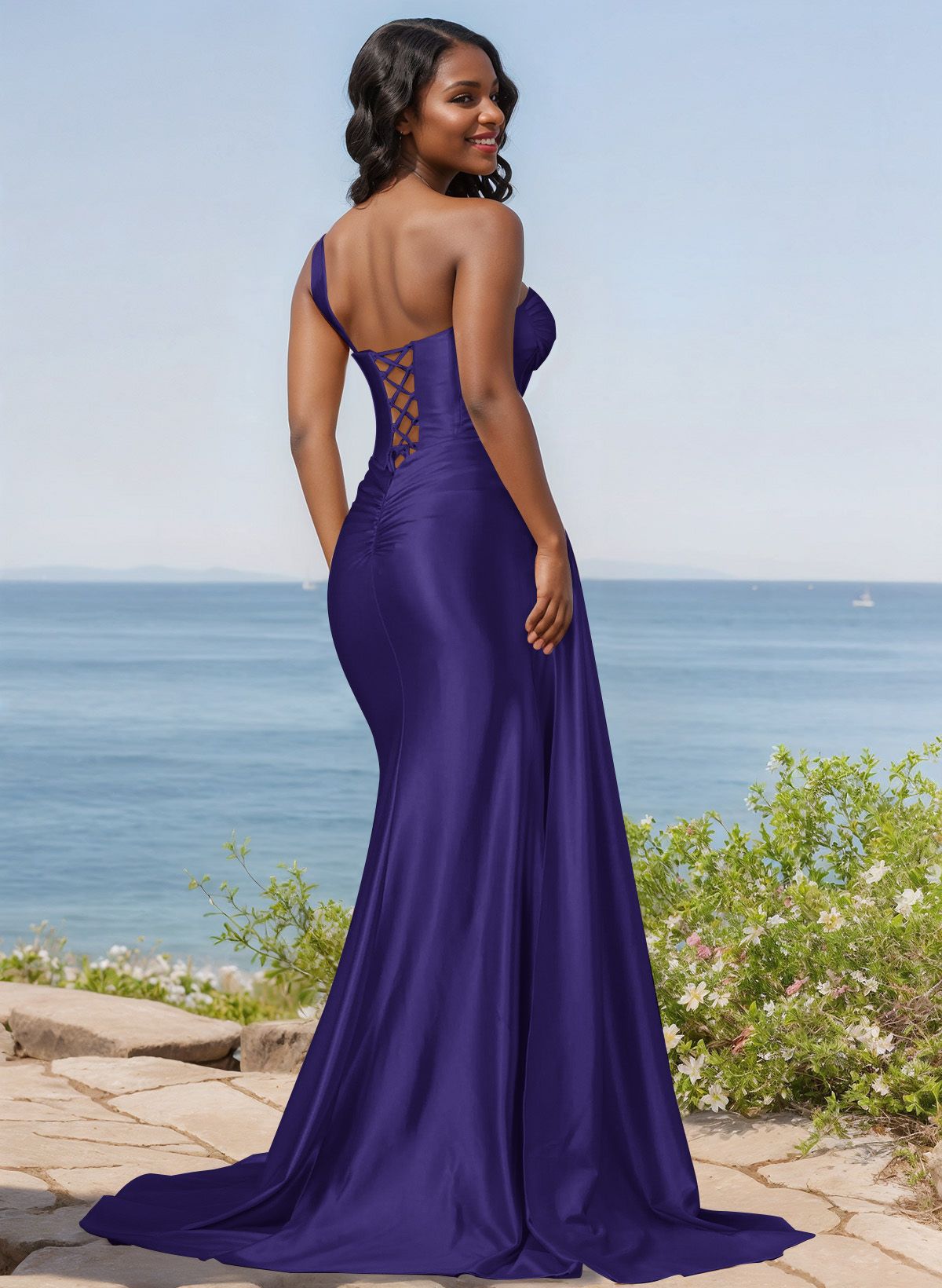 Trumpet/Mermaid Silk Like Satin Bridesmaid Dresses With High Split, product image 65