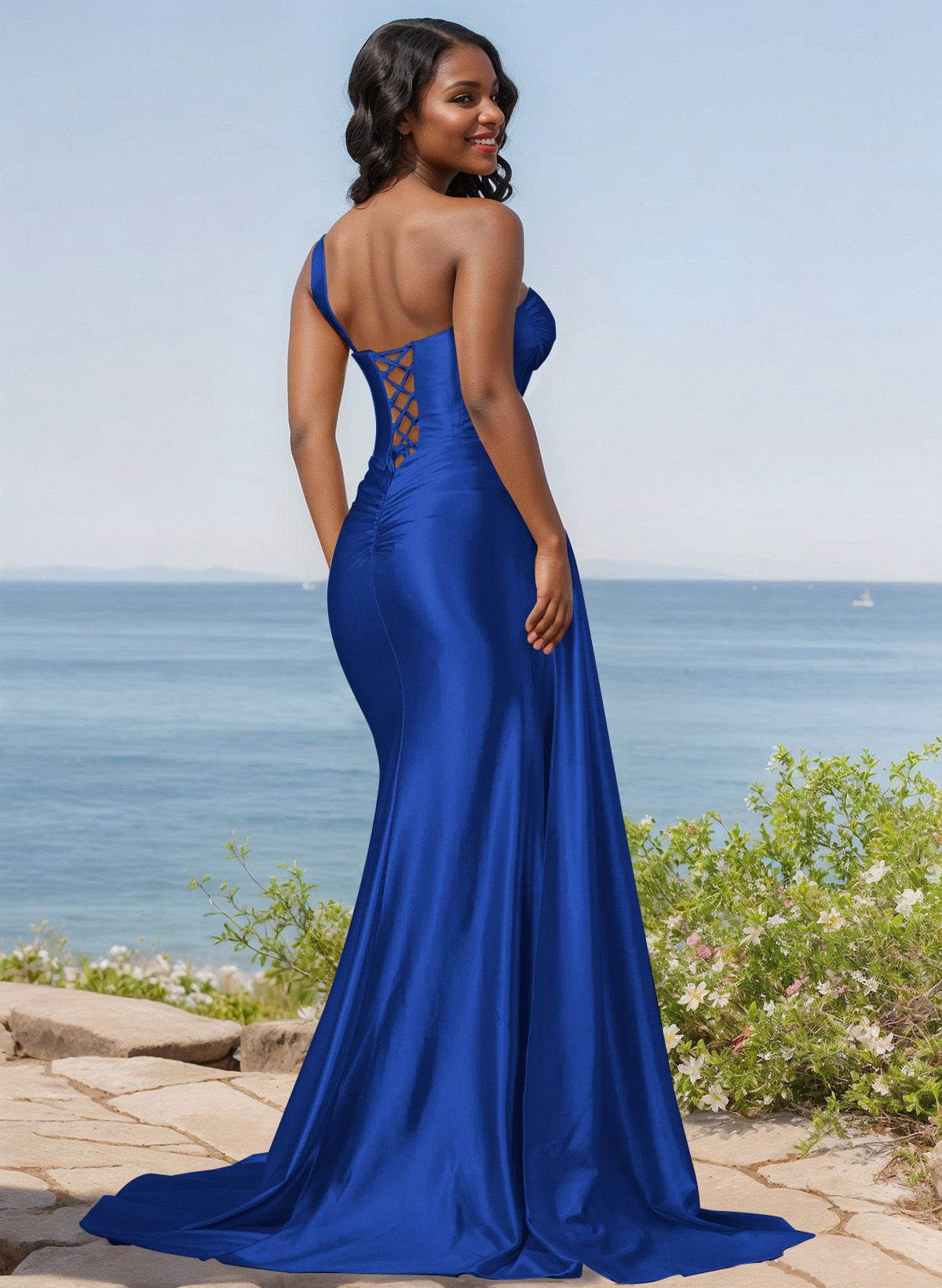 Trumpet/Mermaid Silk Like Satin Bridesmaid Dresses With High Split, product image 25