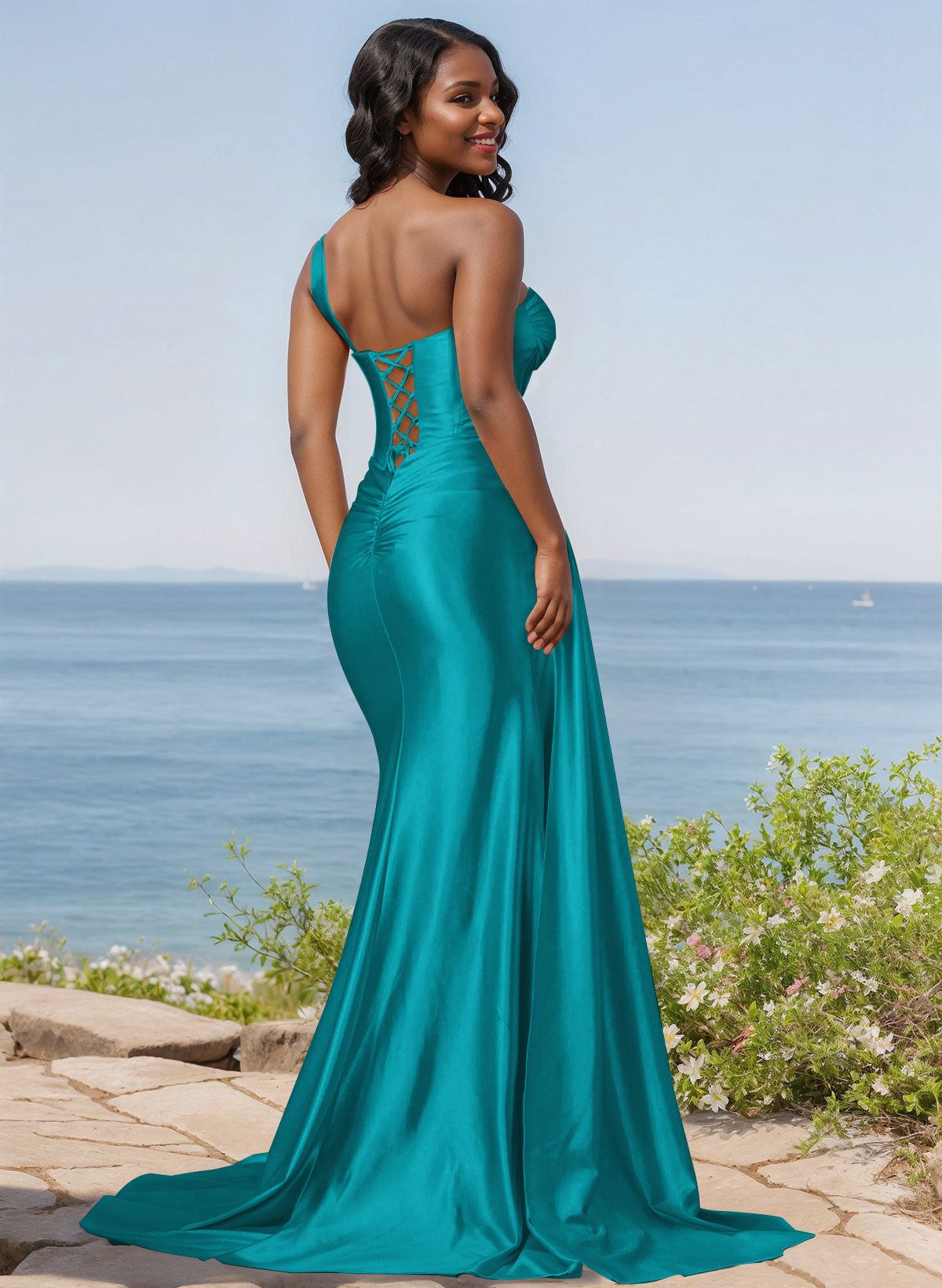 Trumpet/Mermaid Silk Like Satin Bridesmaid Dresses With High Split, product image 105