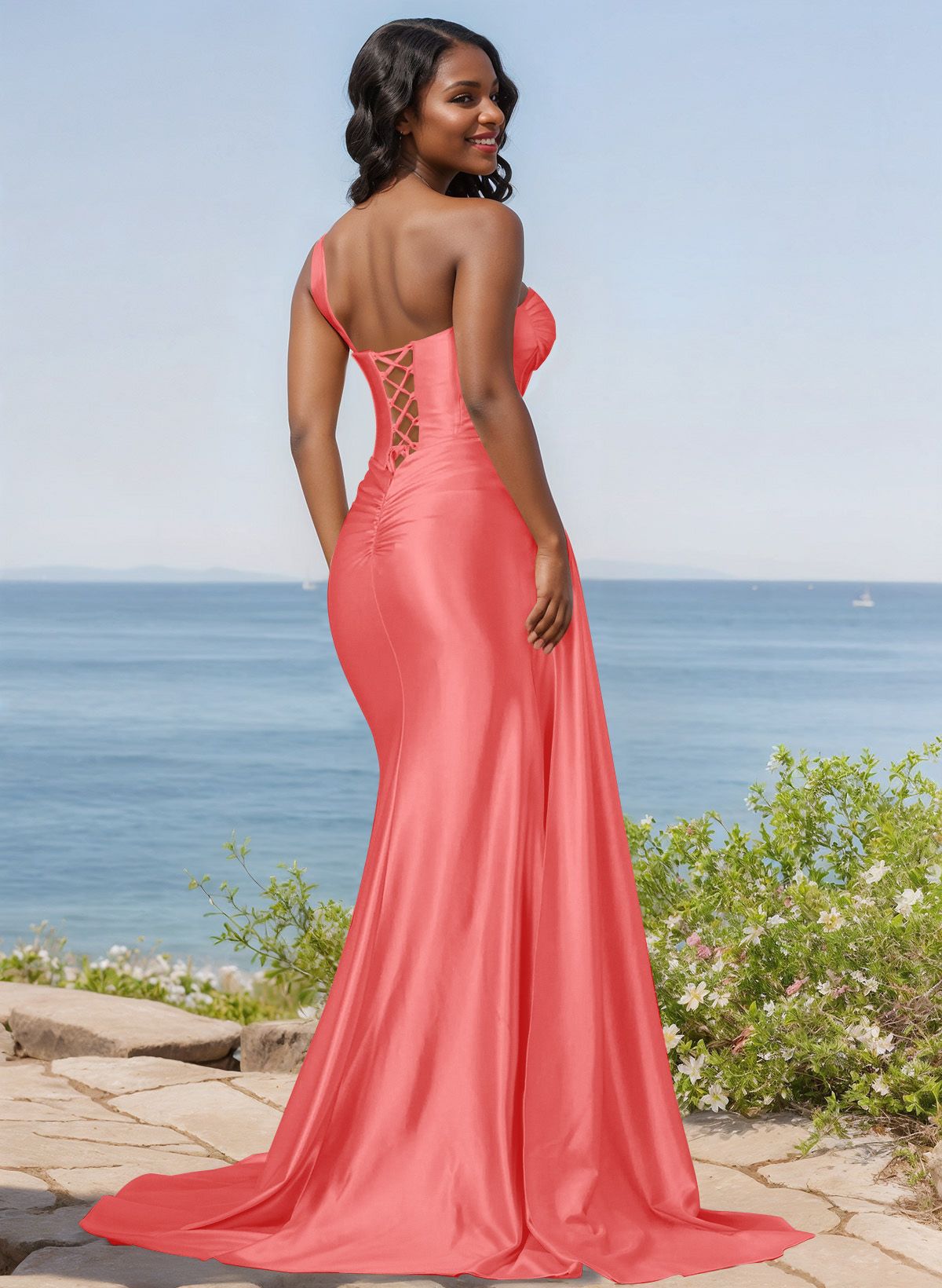 Trumpet/Mermaid Silk Like Satin Bridesmaid Dresses With High Split, product image 81