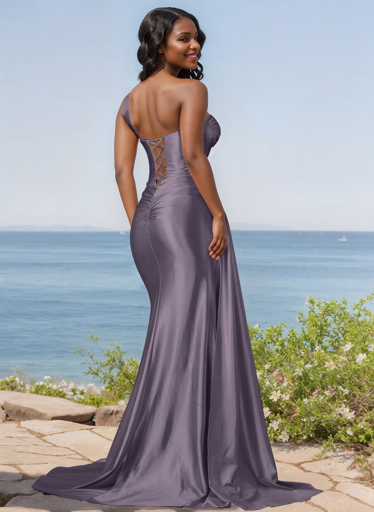 Trumpet/Mermaid Silk Like Satin Bridesmaid Dresses With High Split, product image 27