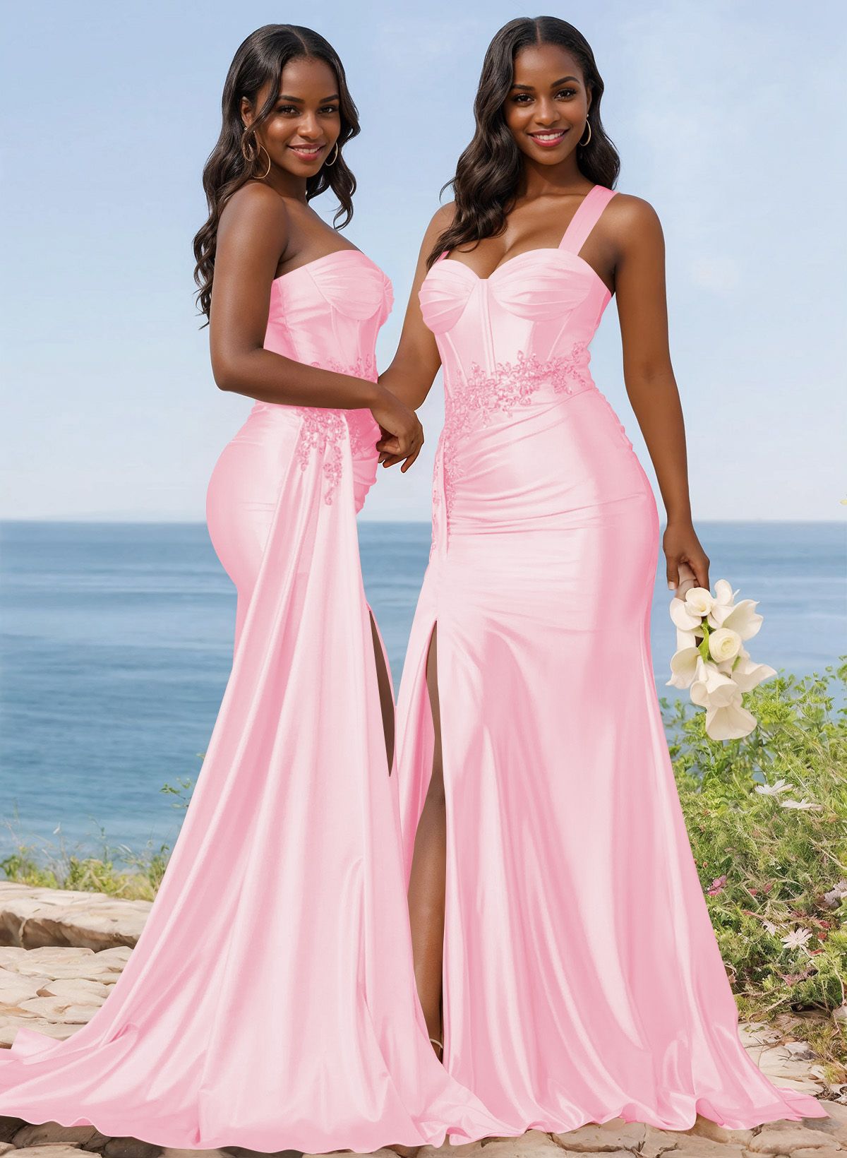 Trumpet/Mermaid Silk Like Satin Bridesmaid Dresses With High Split, product image 76