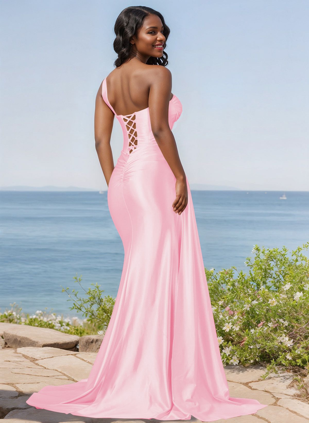 Trumpet/Mermaid Silk Like Satin Bridesmaid Dresses With High Split, product image 77