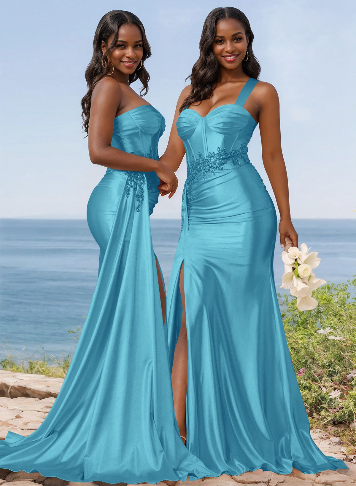 Trumpet/Mermaid Silk Like Satin Bridesmaid Dresses With High Split, product image 82