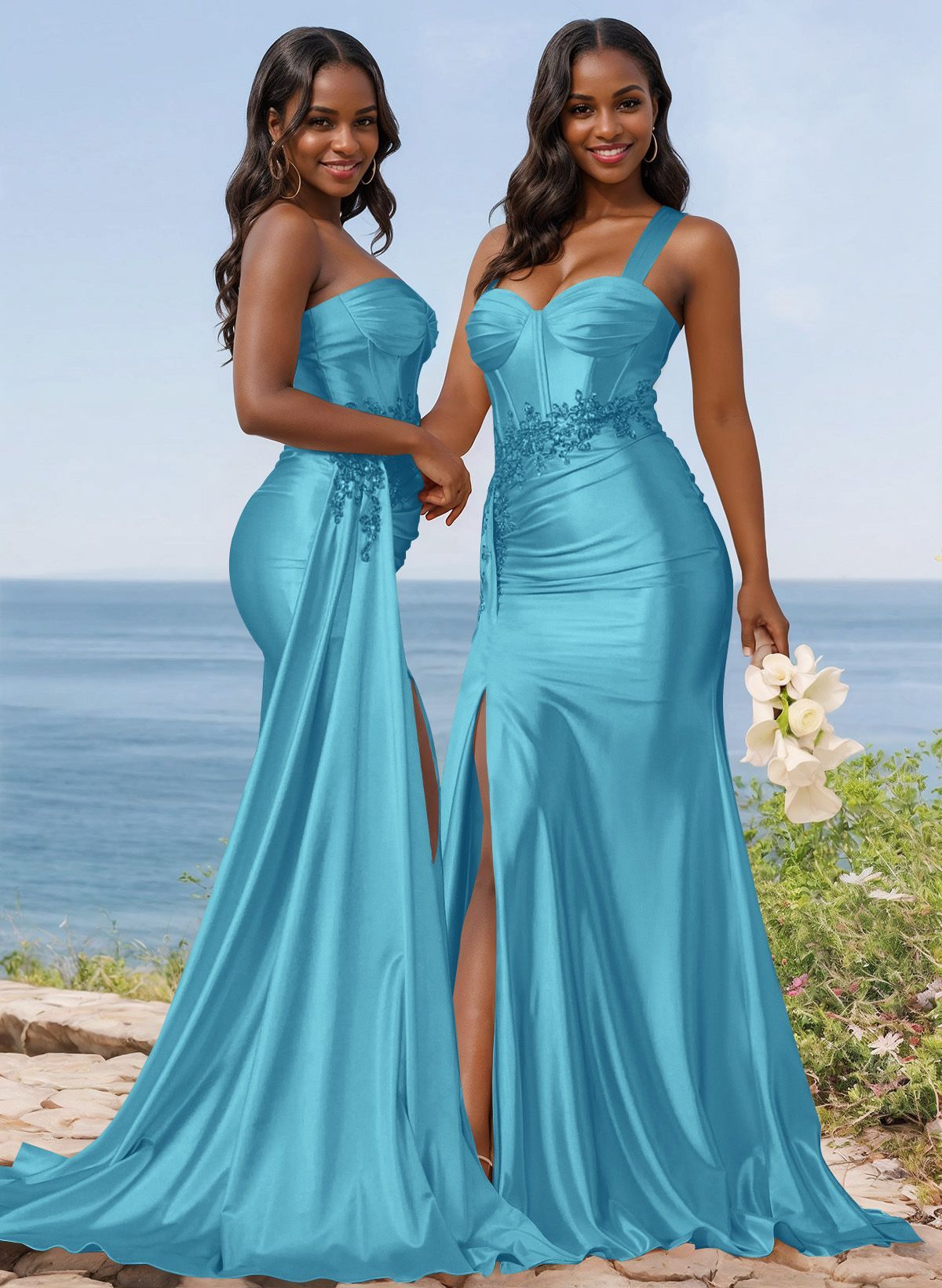 Trumpet/Mermaid Silk Like Satin Bridesmaid Dresses With High Split, product image 82