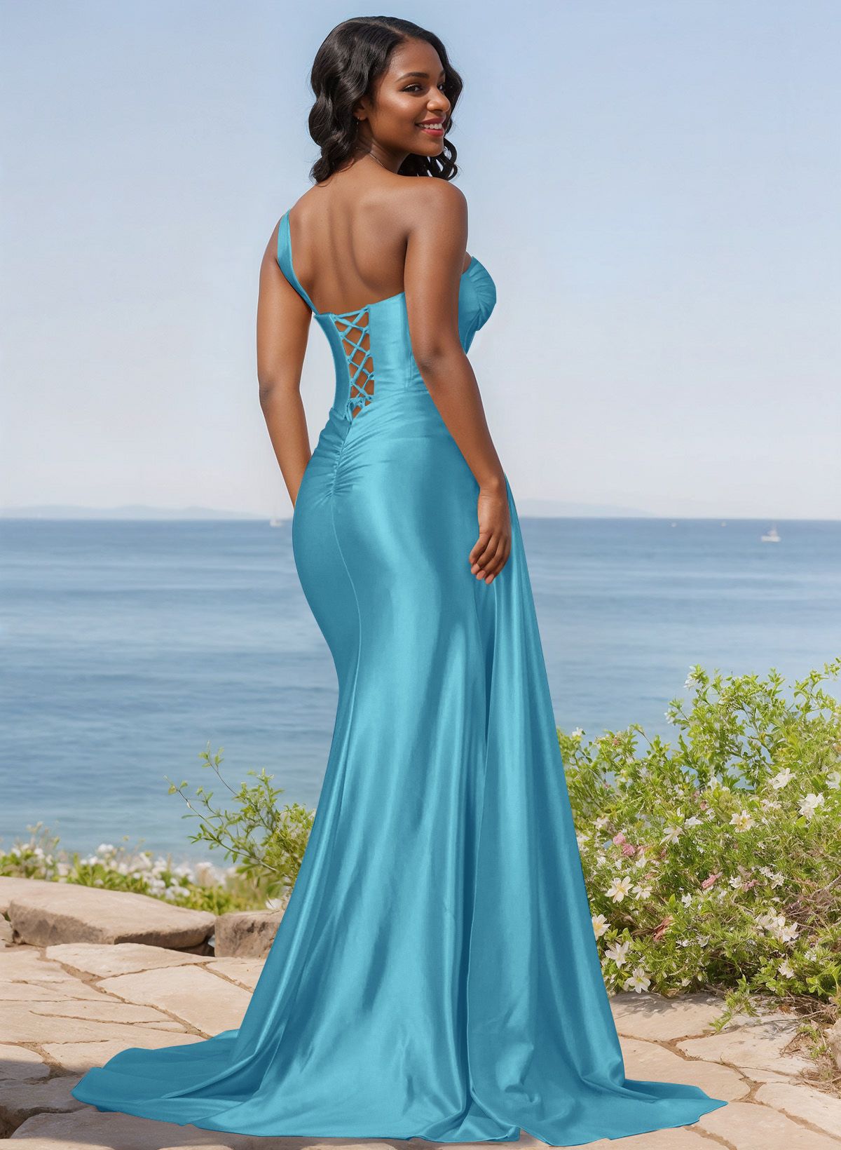 Trumpet/Mermaid Silk Like Satin Bridesmaid Dresses With High Split, product image 83