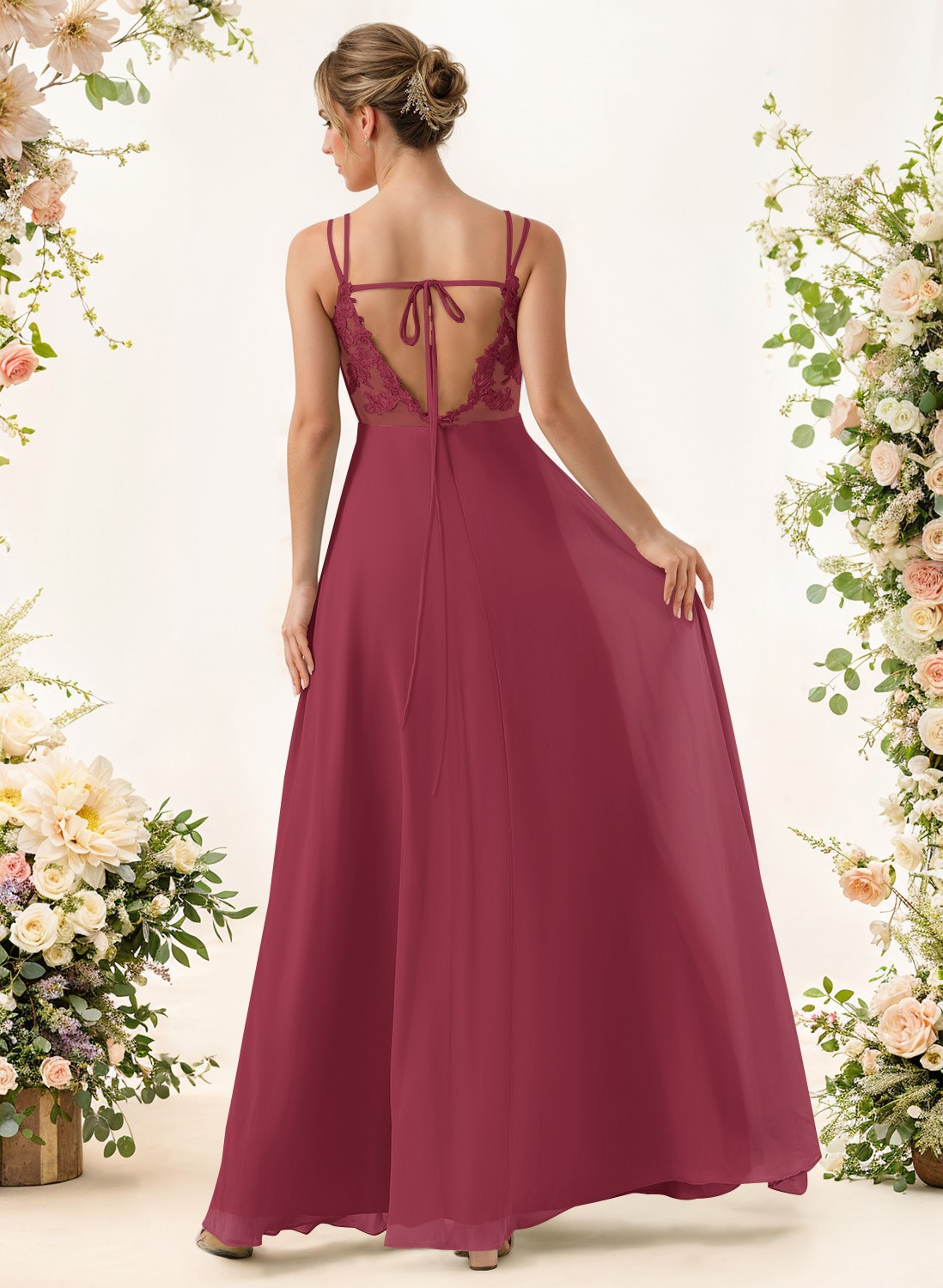 Lace Spaghetti Straps Convertible Bridesmaid Dresses (3 Styles To Wear), product image 48