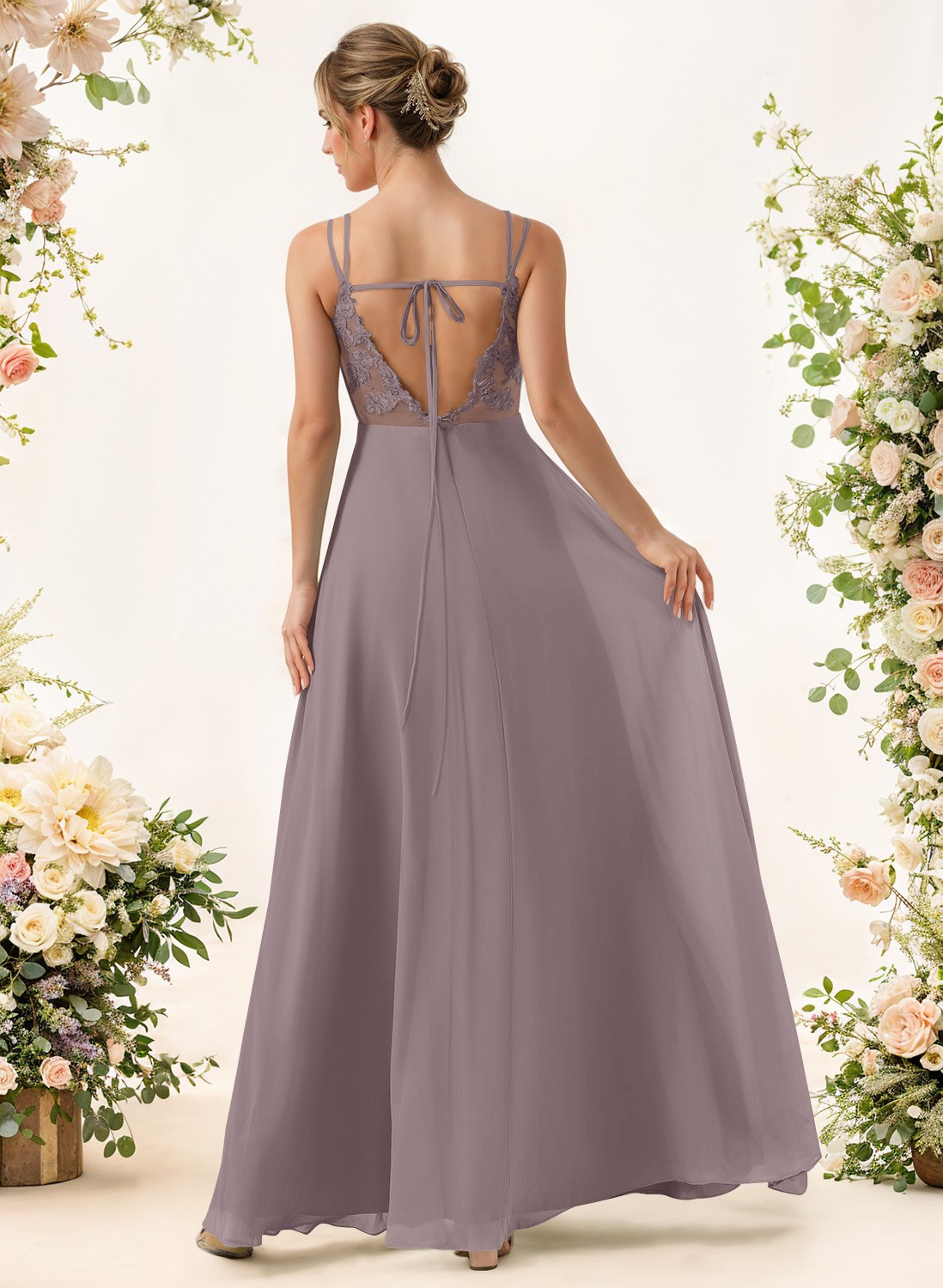 Lace Spaghetti Straps Convertible Bridesmaid Dresses (3 Styles To Wear), product image 84