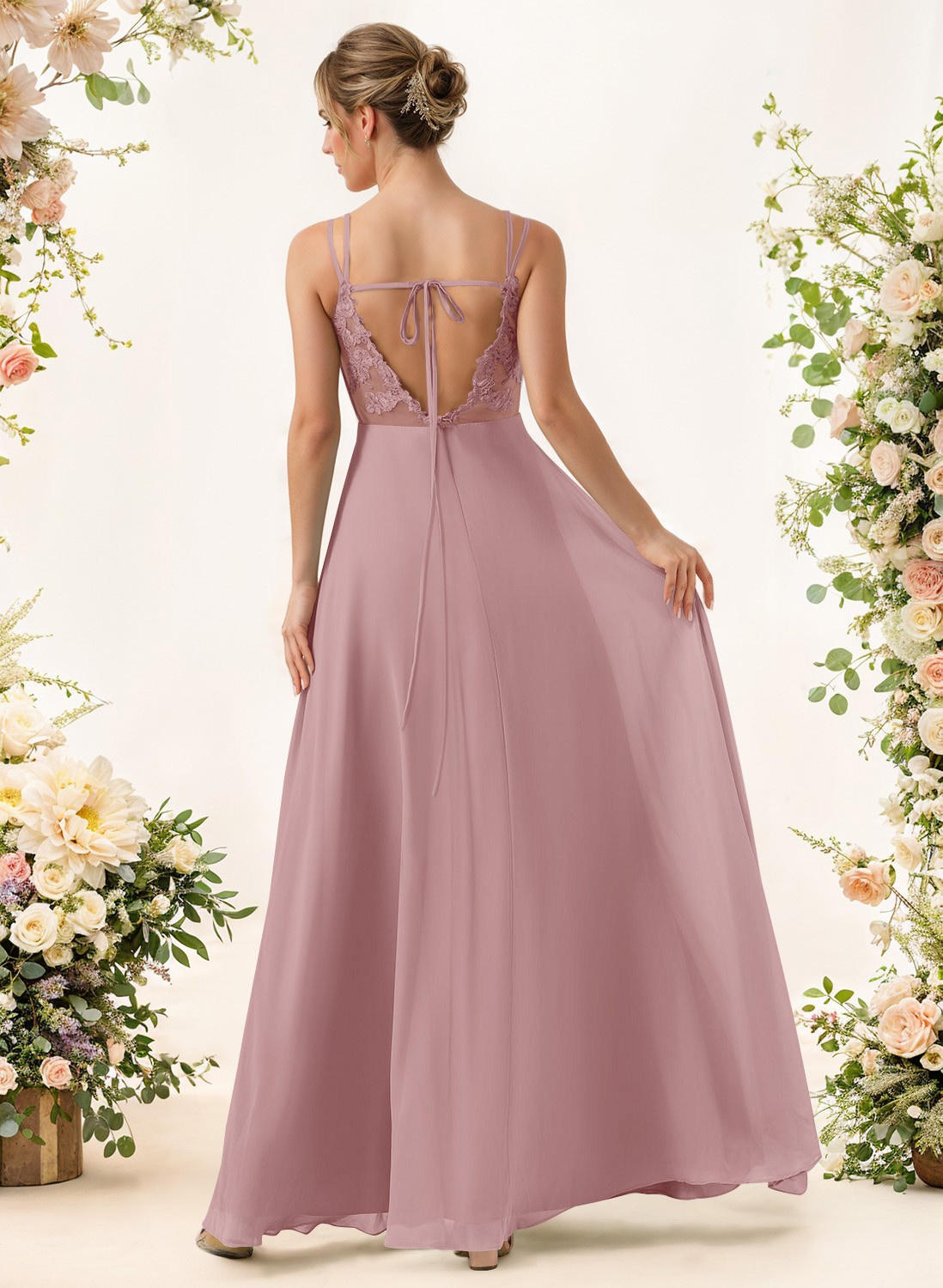 Lace Spaghetti Straps Convertible Bridesmaid Dresses (3 Styles To Wear), product image 90