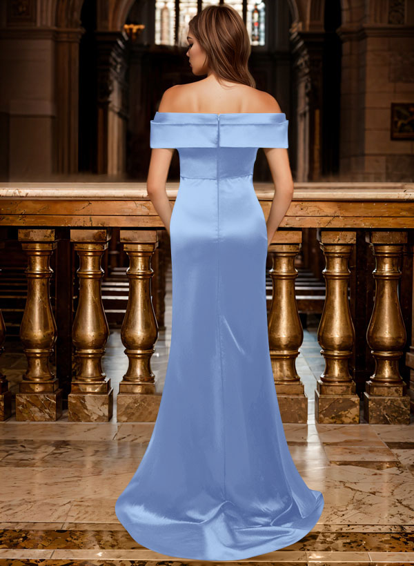 Trumpet/Mermaid Off-The-Shoulder Sleeveless Sweep Train Satin Bridesmaid Dresses, product image 24