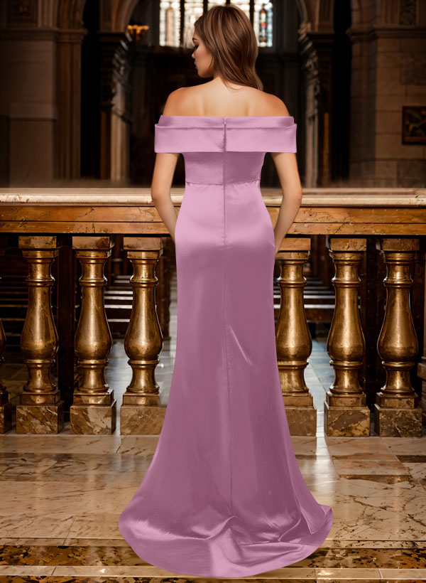 Trumpet/Mermaid Off-The-Shoulder Sleeveless Sweep Train Satin Bridesmaid Dresses, product image 68