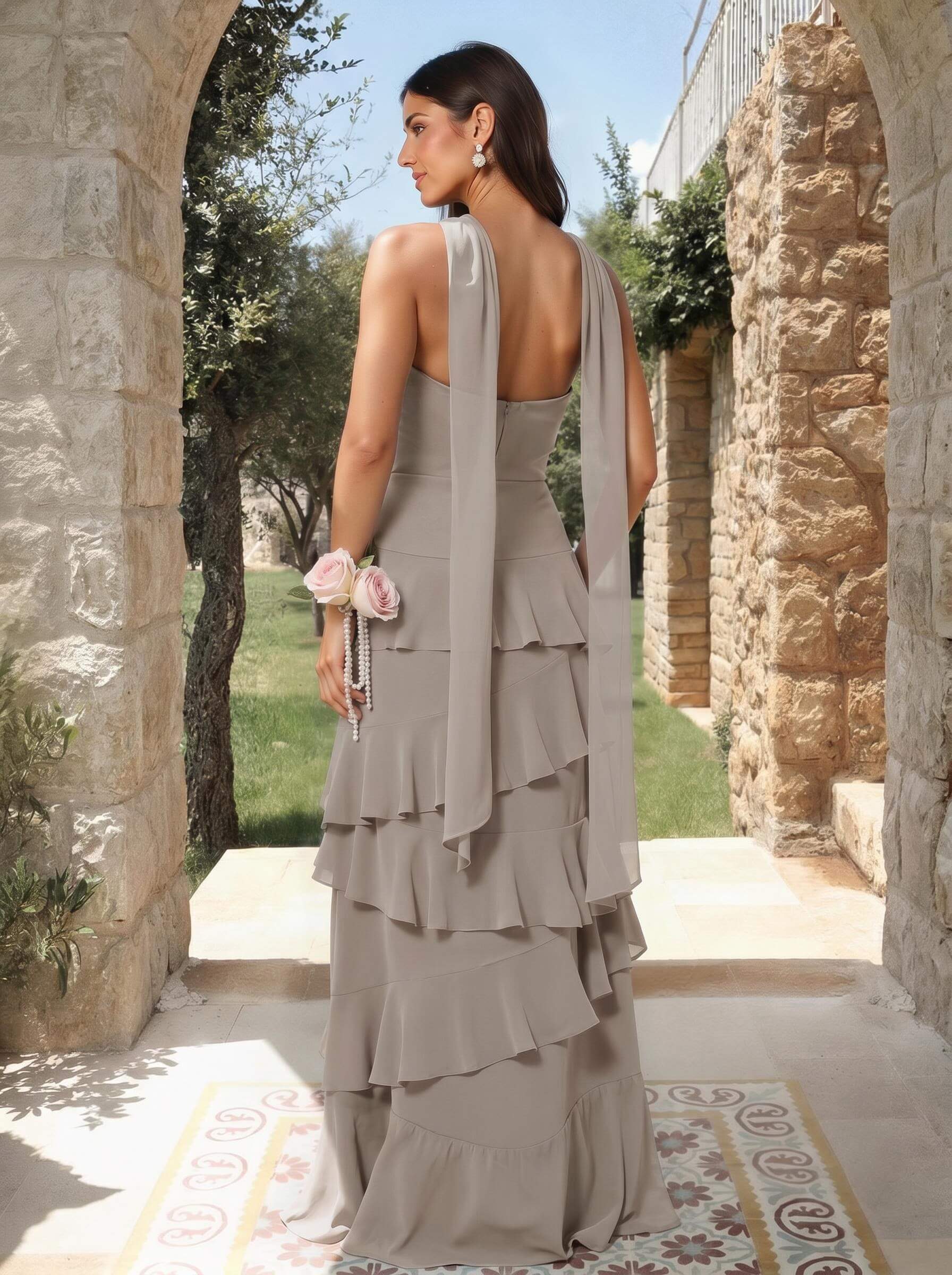 A-Line Sweetheart Floor-Length Chiffon Bridesmaid Dresses With Cascading Ruffles, product image 82