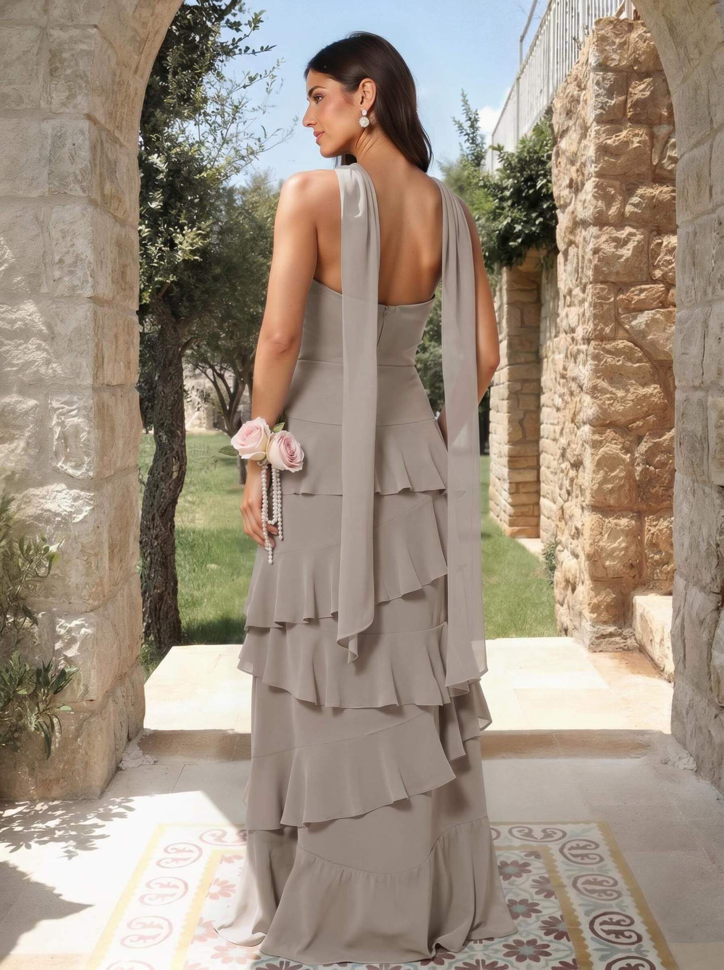 A-Line Sweetheart Floor-Length Chiffon Bridesmaid Dresses With Cascading Ruffles, product image 82