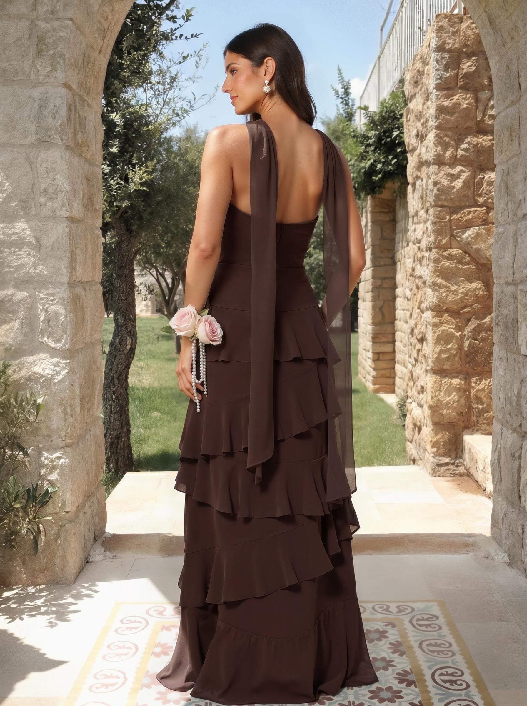 A-Line Sweetheart Floor-Length Chiffon Bridesmaid Dresses With Cascading Ruffles, product image 73