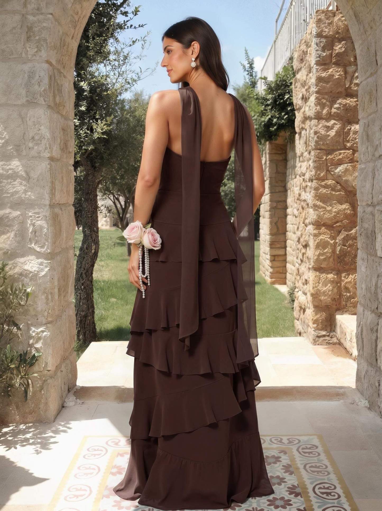 A-Line Sweetheart Floor-Length Chiffon Bridesmaid Dresses With Cascading Ruffles, product image 73