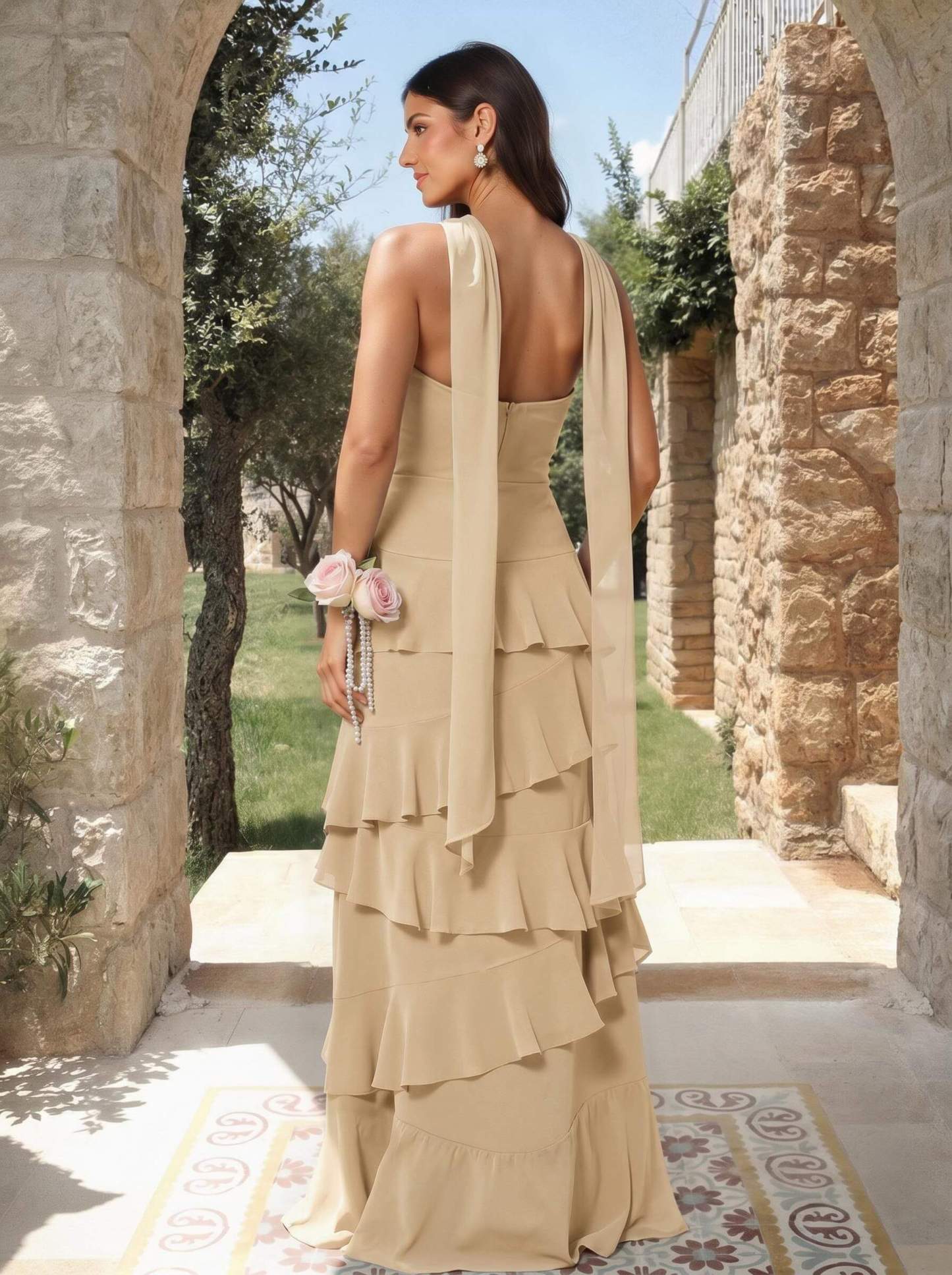 A-Line Sweetheart Floor-Length Chiffon Bridesmaid Dresses With Cascading Ruffles, product image 65