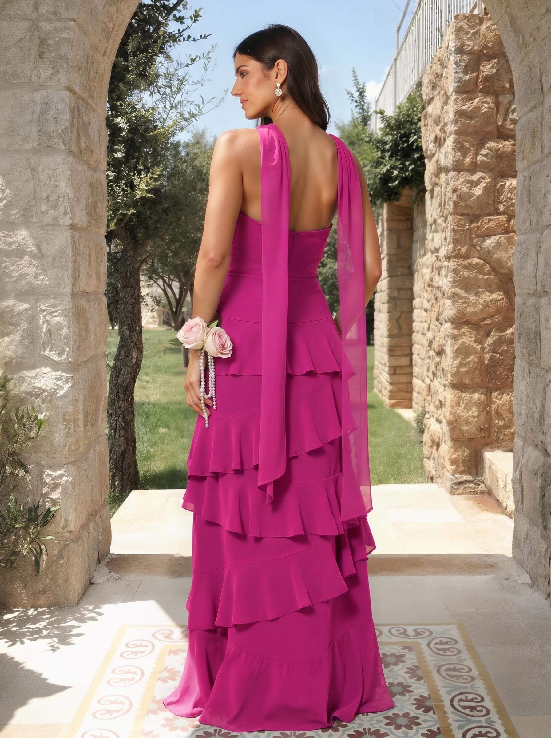 A-Line Sweetheart Floor-Length Chiffon Bridesmaid Dresses With Cascading Ruffles, product image 51