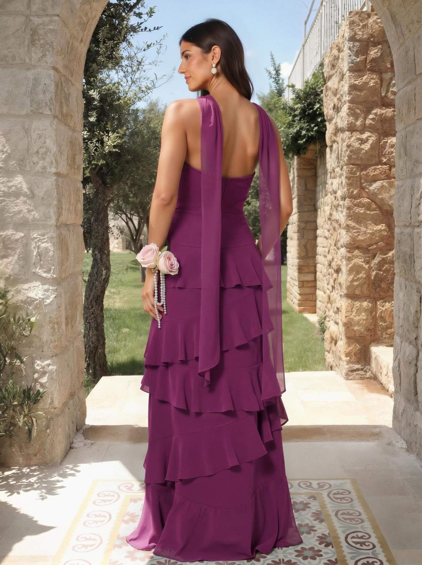 A-Line Sweetheart Floor-Length Chiffon Bridesmaid Dresses With Cascading Ruffles, product image 48