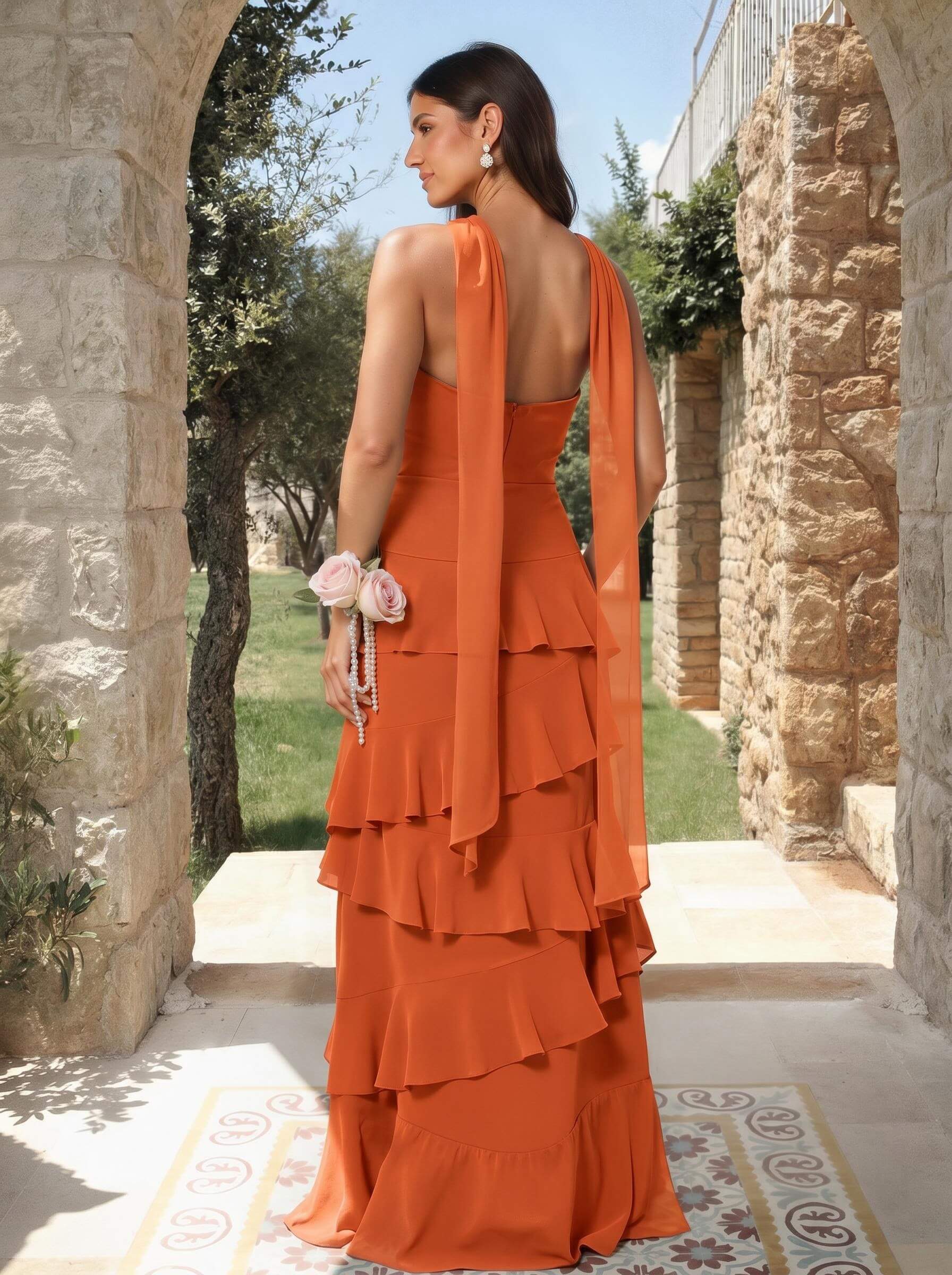 A-Line Sweetheart Floor-Length Chiffon Bridesmaid Dresses With Cascading Ruffles, product image 70
