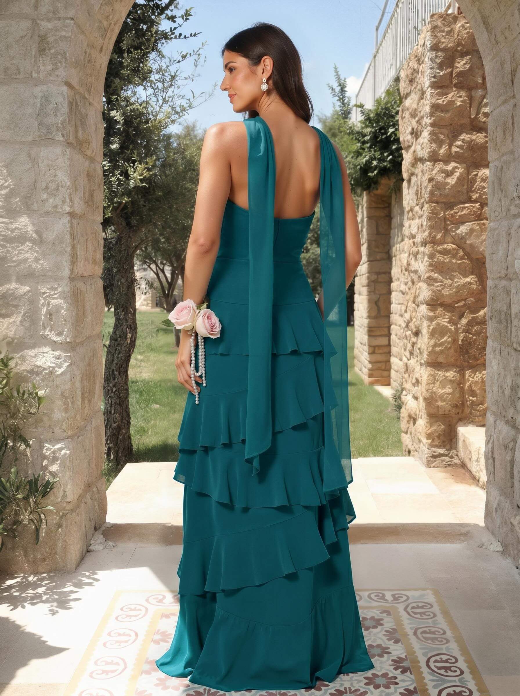 A-Line Sweetheart Floor-Length Chiffon Bridesmaid Dresses With Cascading Ruffles, product image 57