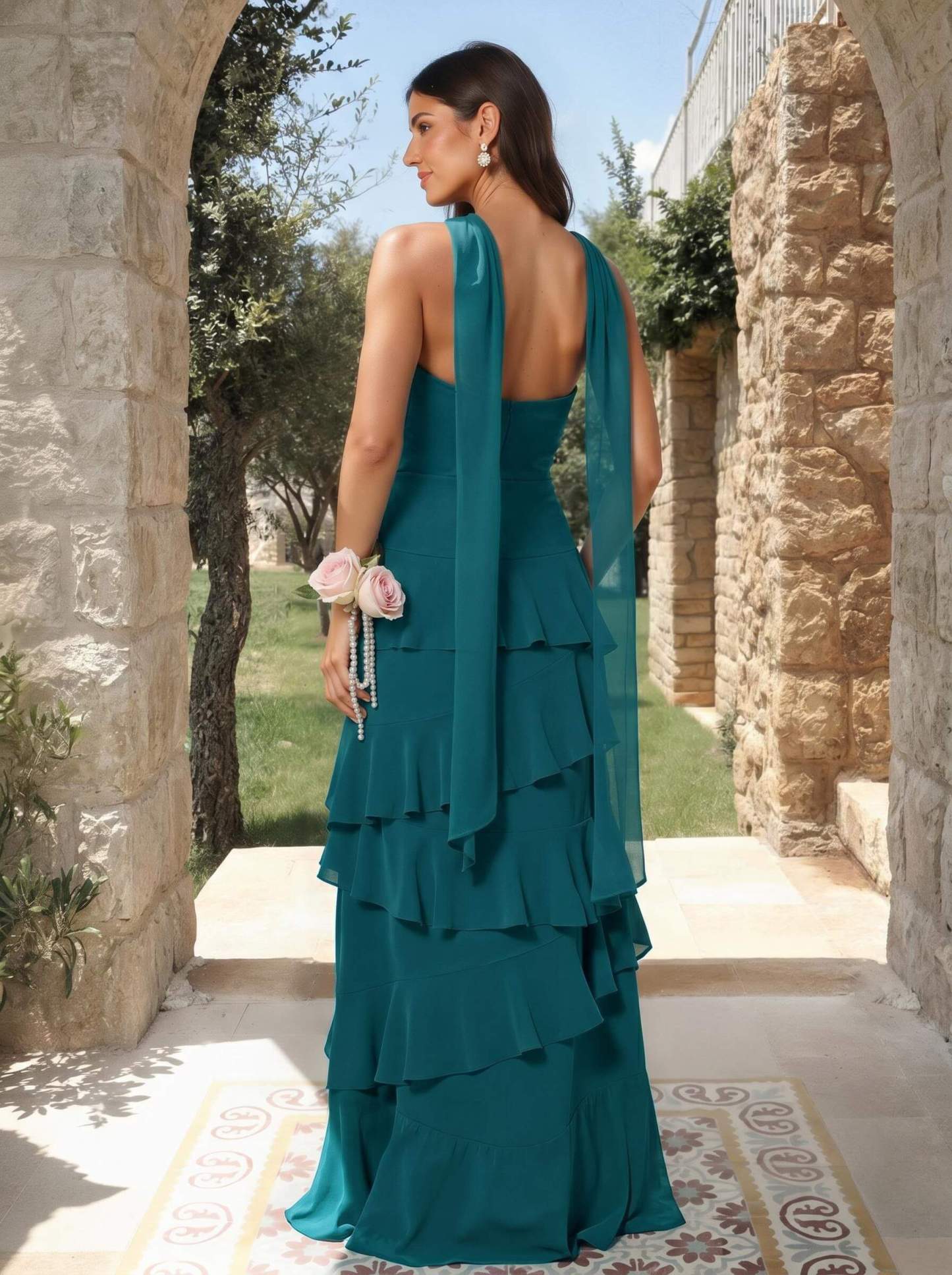 A-Line Sweetheart Floor-Length Chiffon Bridesmaid Dresses With Cascading Ruffles, product image 57