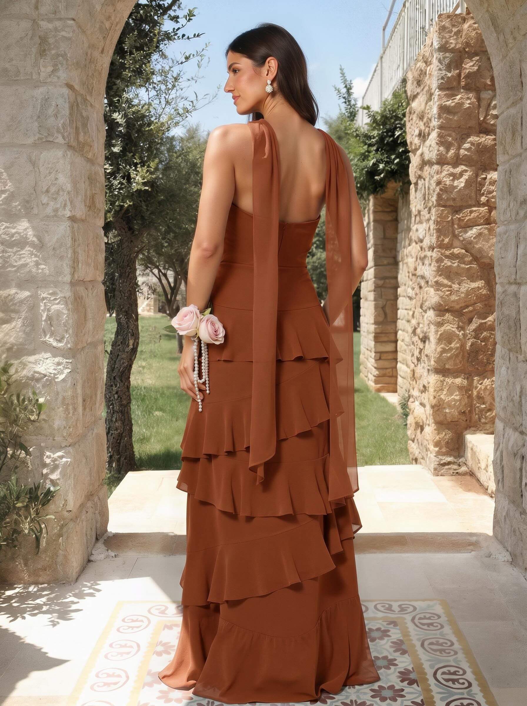 A-Line Sweetheart Floor-Length Chiffon Bridesmaid Dresses With Cascading Ruffles, product image 90