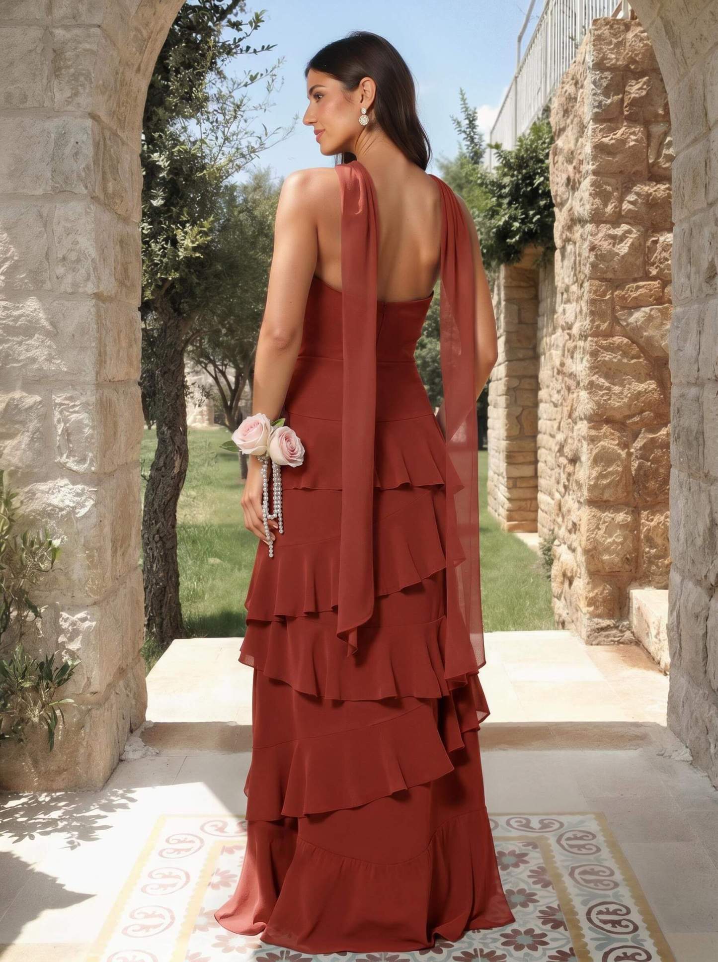 A-Line Sweetheart Floor-Length Chiffon Bridesmaid Dresses With Cascading Ruffles, product image 28