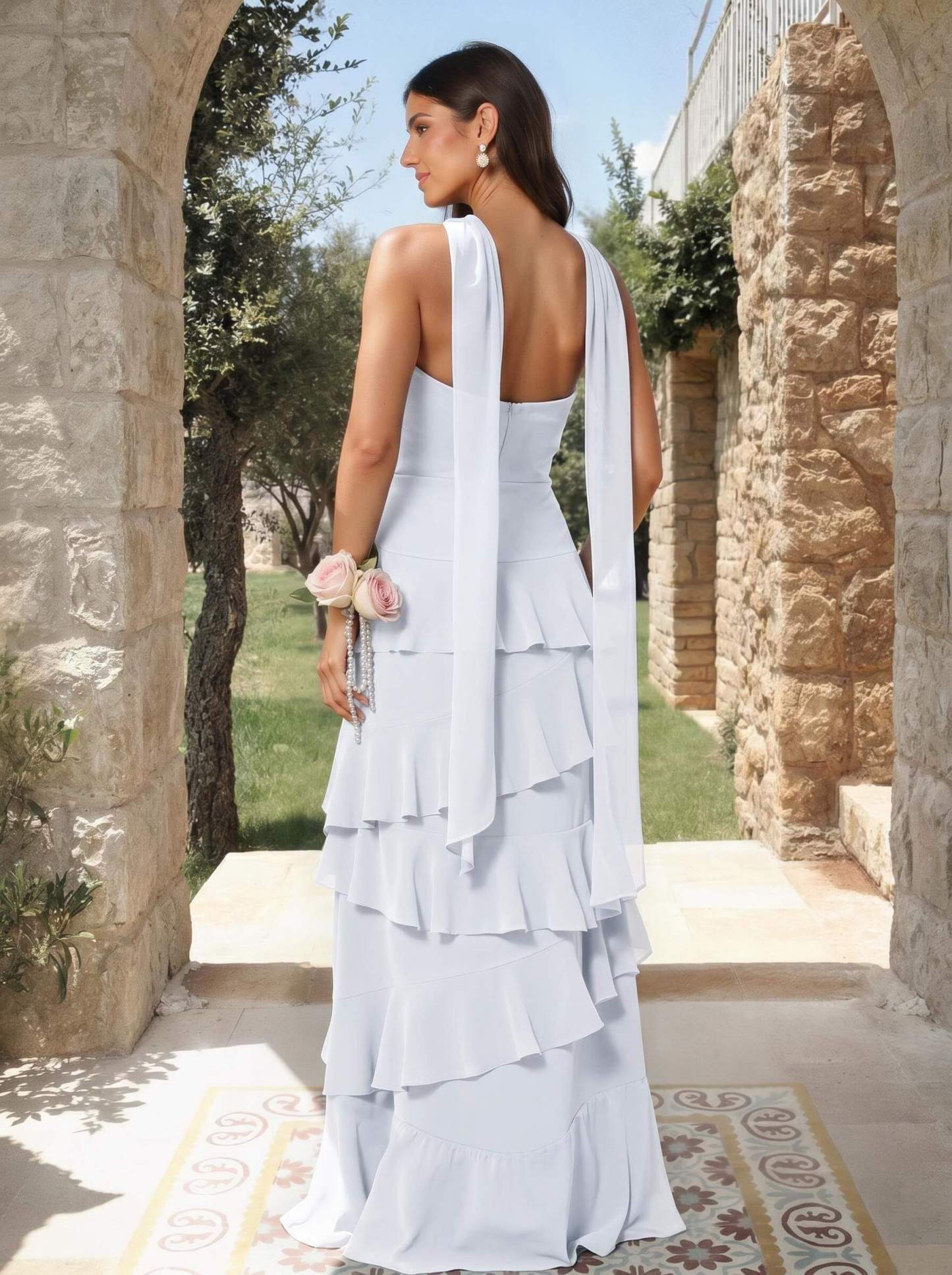 A-Line Sweetheart Floor-Length Chiffon Bridesmaid Dresses With Cascading Ruffles, product image 76