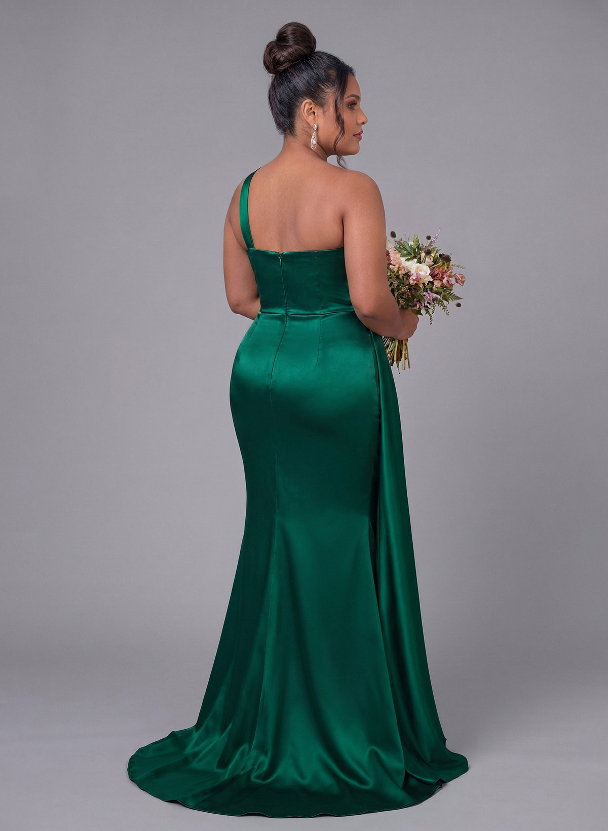 Sheath/Column One-Shoulder Silk Like Satin Bridesmaid Dresses With Ruffle, product image 257