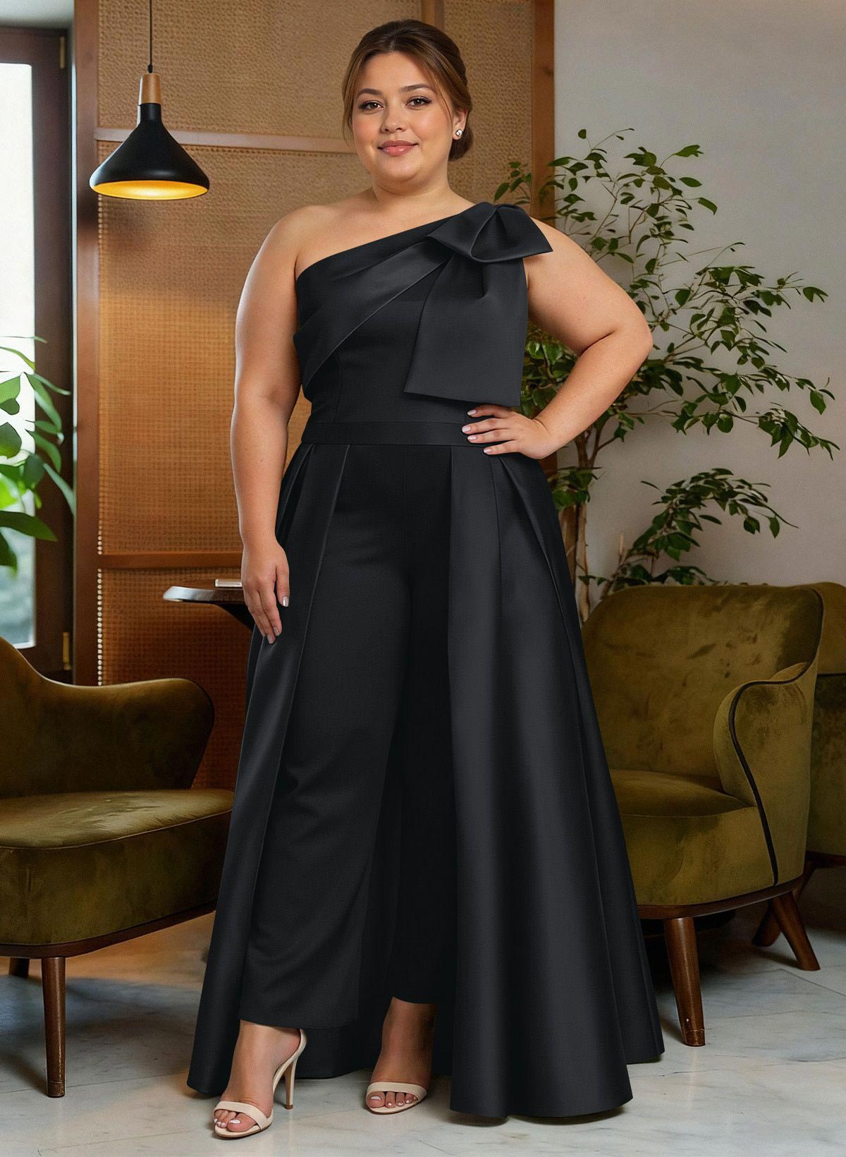 Jumpsuit/Pantsuit One-Shoulder Satin Mother Of The Bride Dresses With Bow(s), product image 5