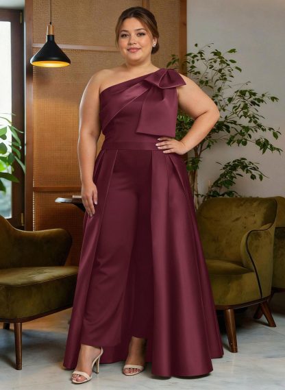 Jumpsuit/Pantsuit One-Shoulder Satin Mother Of The Bride Dresses With Bow(s), product image 105