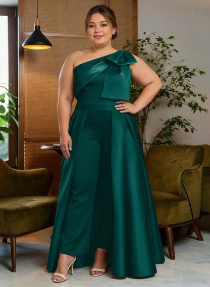 Jumpsuit/Pantsuit One-Shoulder Satin Mother Of The Bride Dresses With Bow(s), product image 129