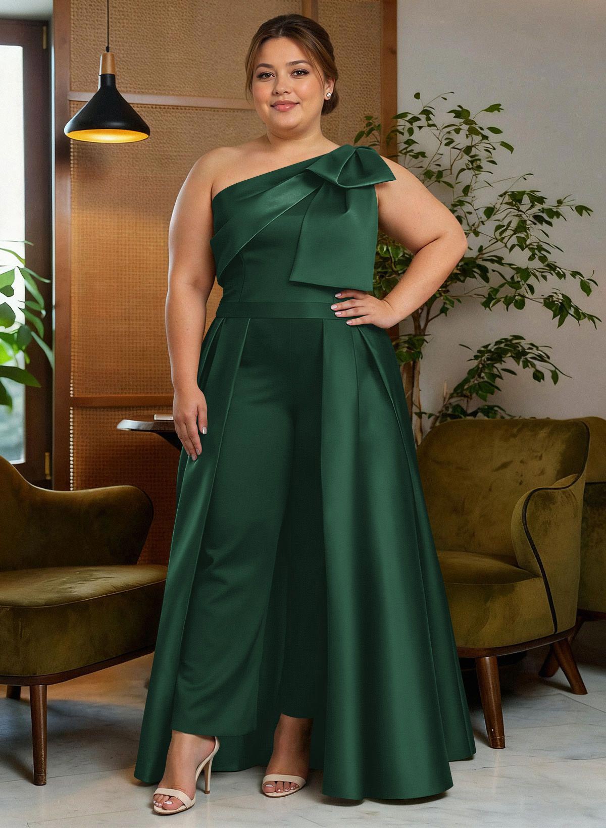 Jumpsuit/Pantsuit One-Shoulder Satin Mother Of The Bride Dresses With Bow(s), product image 125