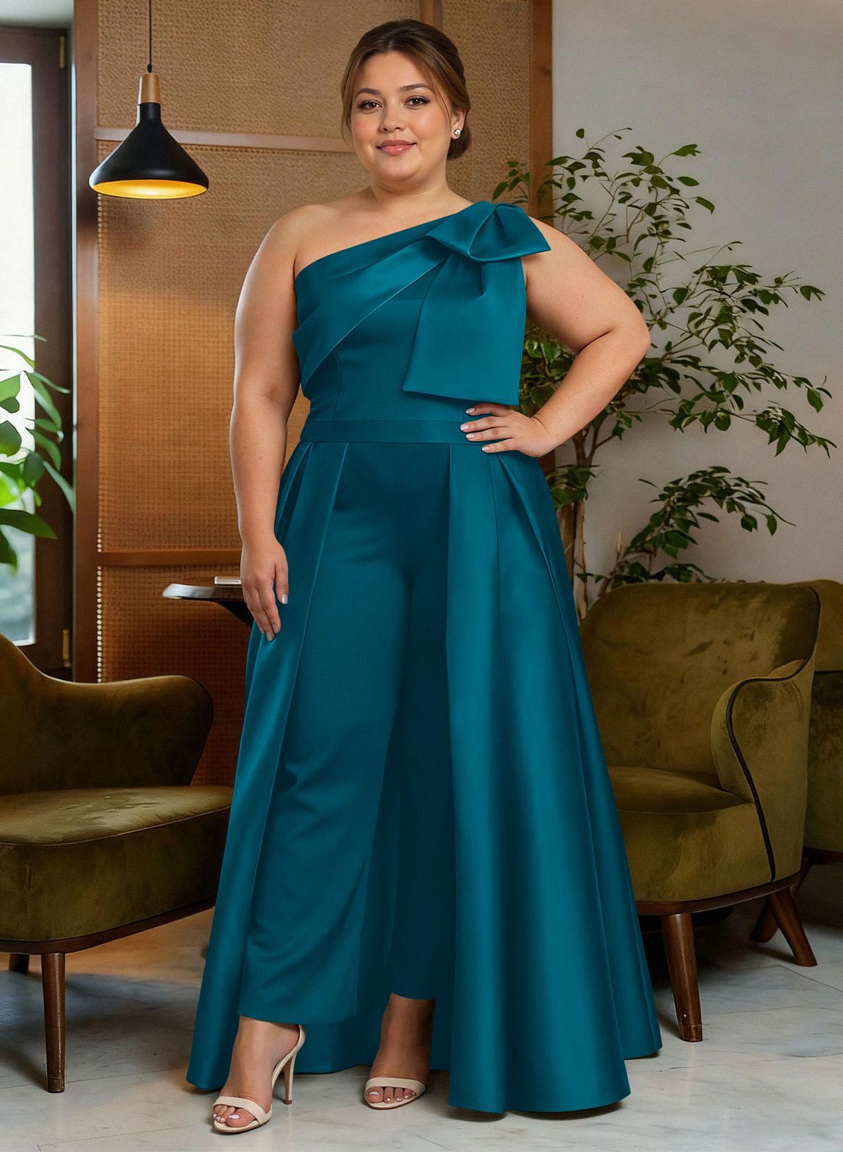 Jumpsuit/Pantsuit One-Shoulder Satin Mother Of The Bride Dresses With Bow(s), product image 41