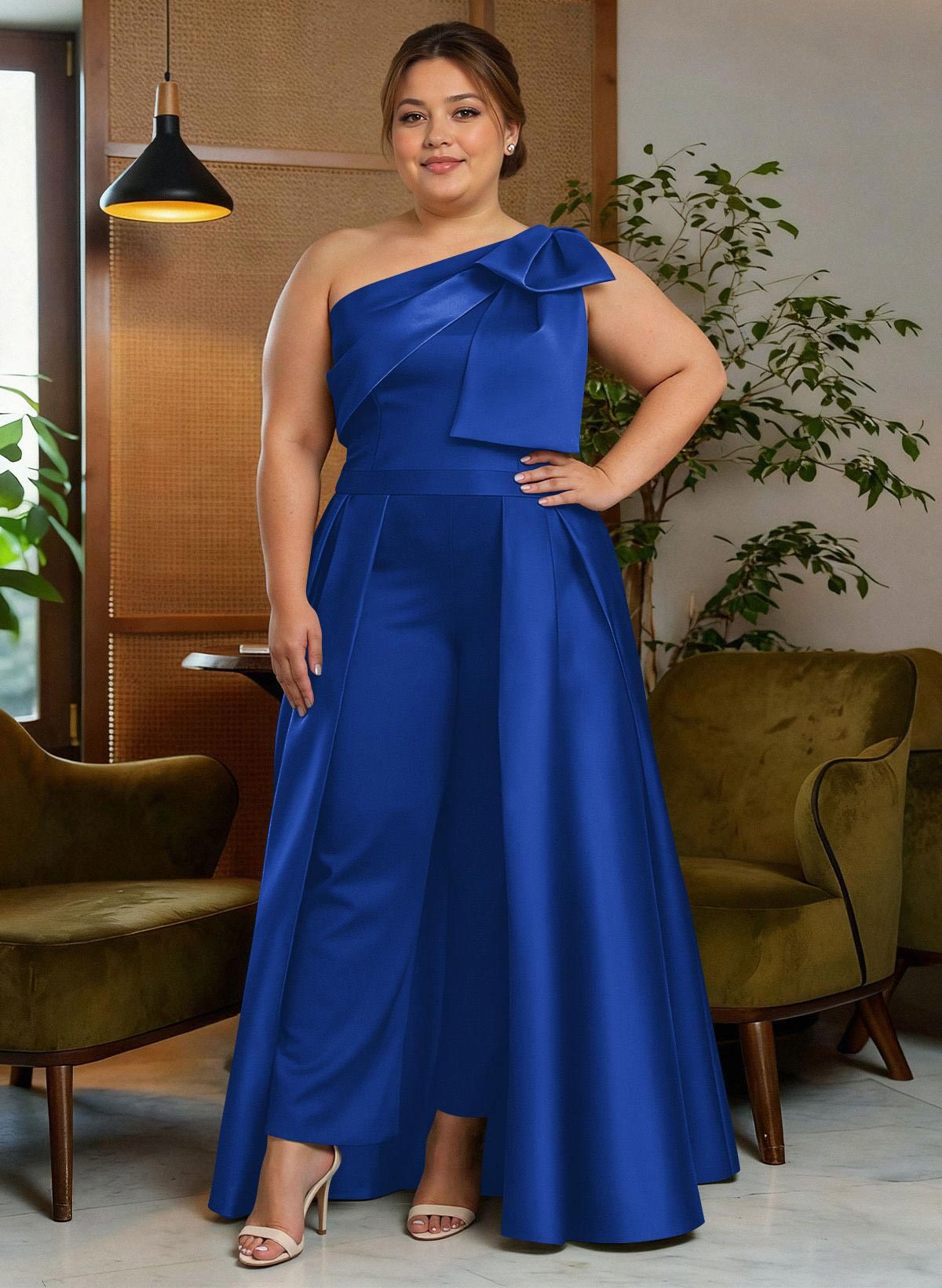Jumpsuit/Pantsuit One-Shoulder Satin Mother Of The Bride Dresses With Bow(s), product image 21