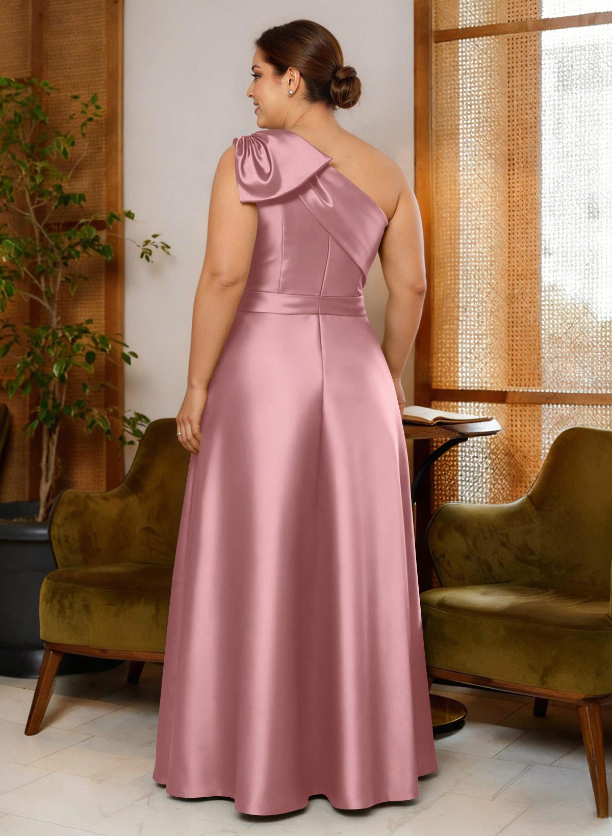 Jumpsuit/Pantsuit One-Shoulder Satin Mother Of The Bride Dresses With Bow(s), product image 78
