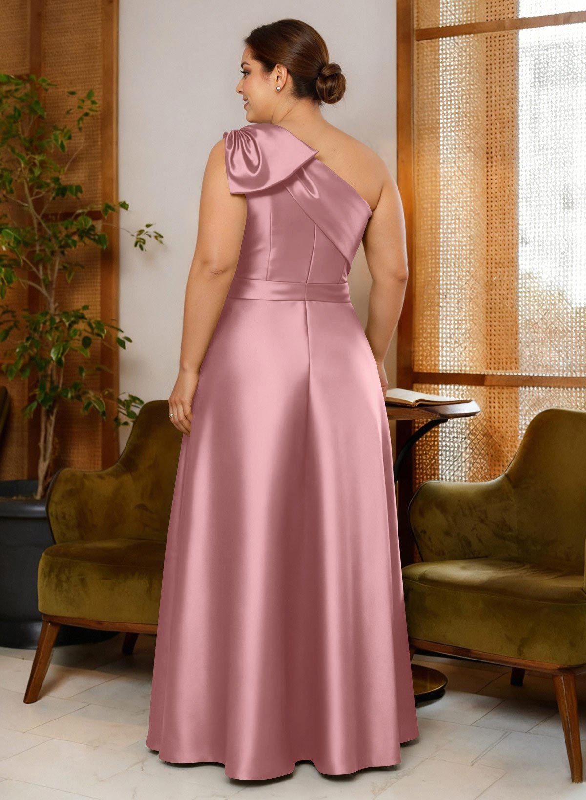 Jumpsuit/Pantsuit One-Shoulder Satin Mother Of The Bride Dresses With Bow(s), product image 78