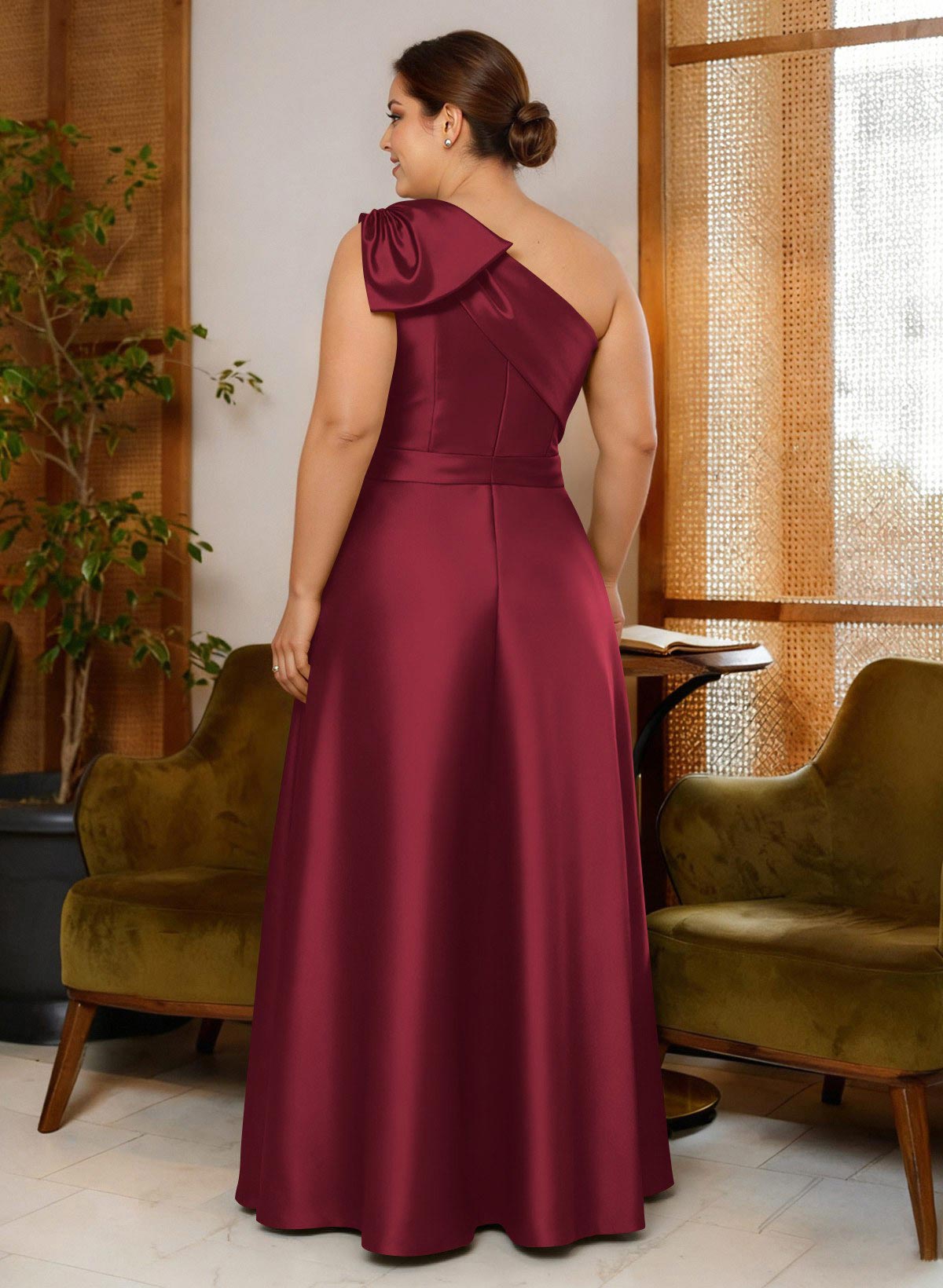 Jumpsuit/Pantsuit One-Shoulder Satin Mother Of The Bride Dresses With Bow(s), product image 102