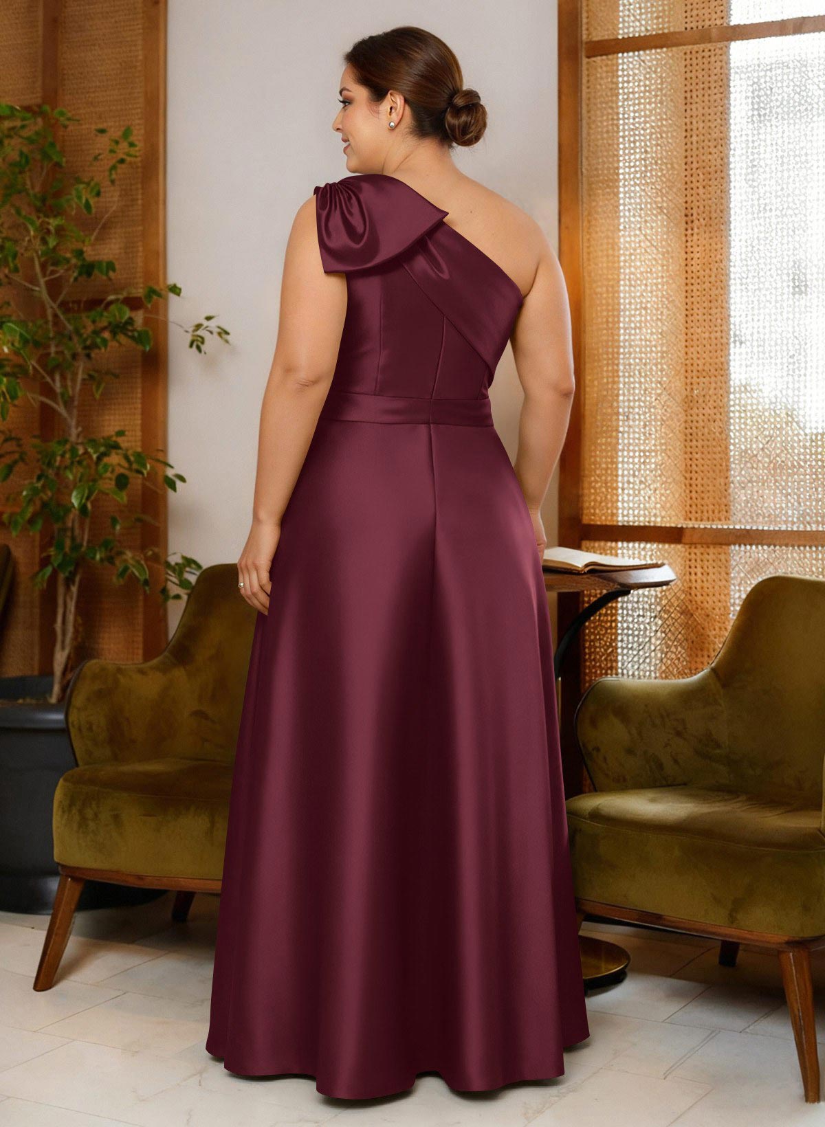 Jumpsuit/Pantsuit One-Shoulder Satin Mother Of The Bride Dresses With Bow(s), product image 106