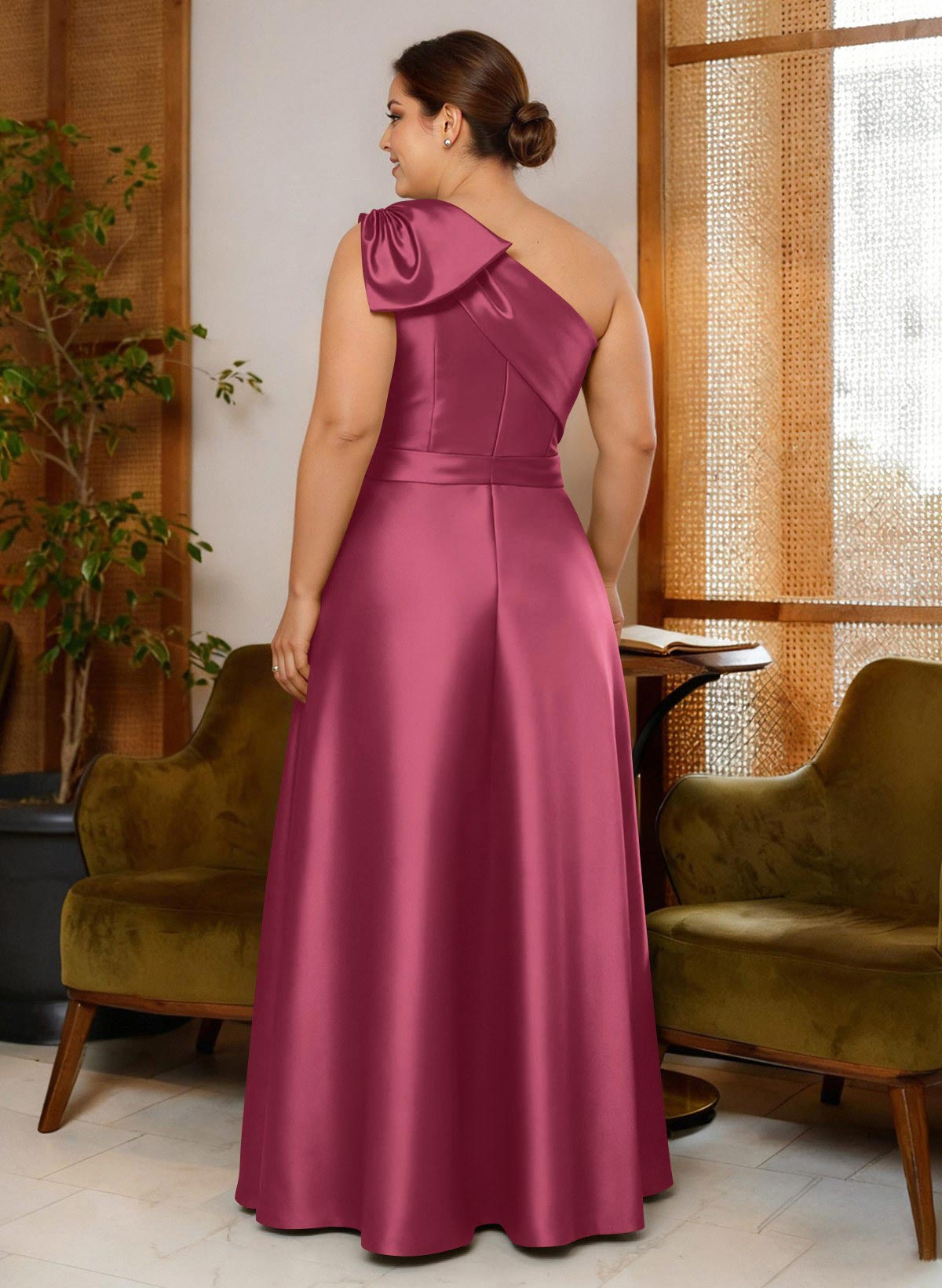 Jumpsuit/Pantsuit One-Shoulder Satin Mother Of The Bride Dresses With Bow(s), product image 110